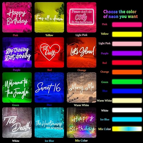 Miniatura 6 de Letrero de neón personalizado, letrero de neón LED personalizable para decoración de pared de dormitorio, letrero de nombre de neón regulable para