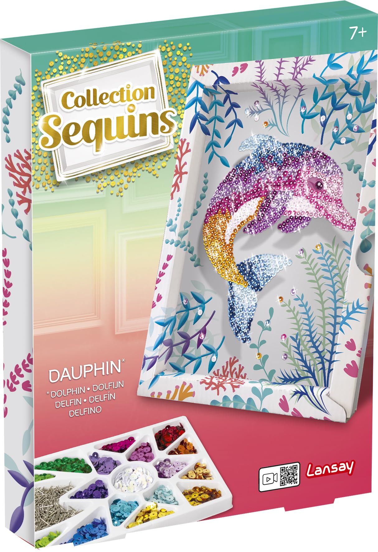 Lansay Sequins Collection - Dolphin - Manual Activities - from 8 Years, Multicolour