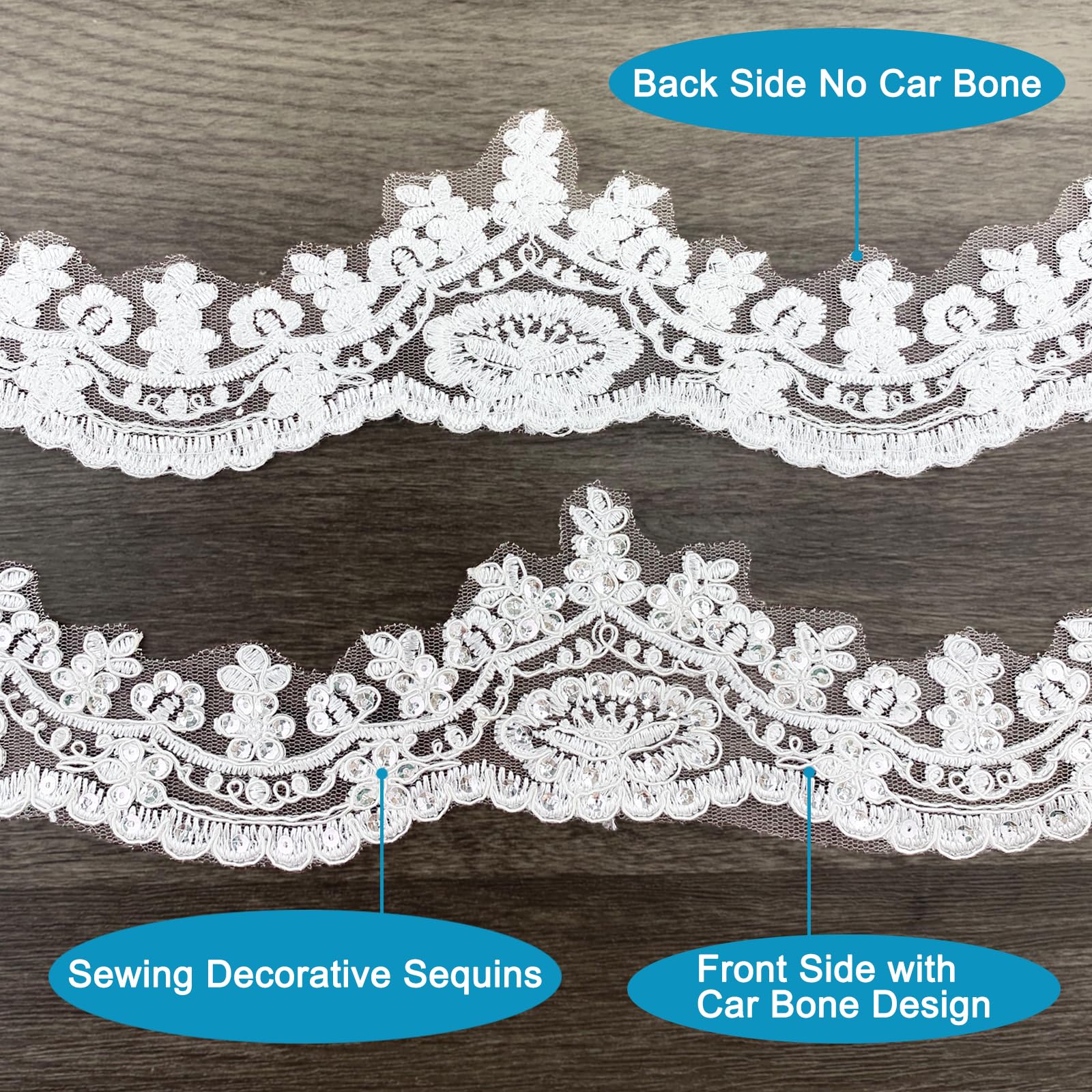 9,1 m Spitzenband mit Pailletten, 7,1 cm breit, Vintage-Blumen-Band, Spitzenband zum Nähen, Hochzeit, Brautkleid, Mieder, Heimdekoration, Basteln, DIY (White-Off -2)