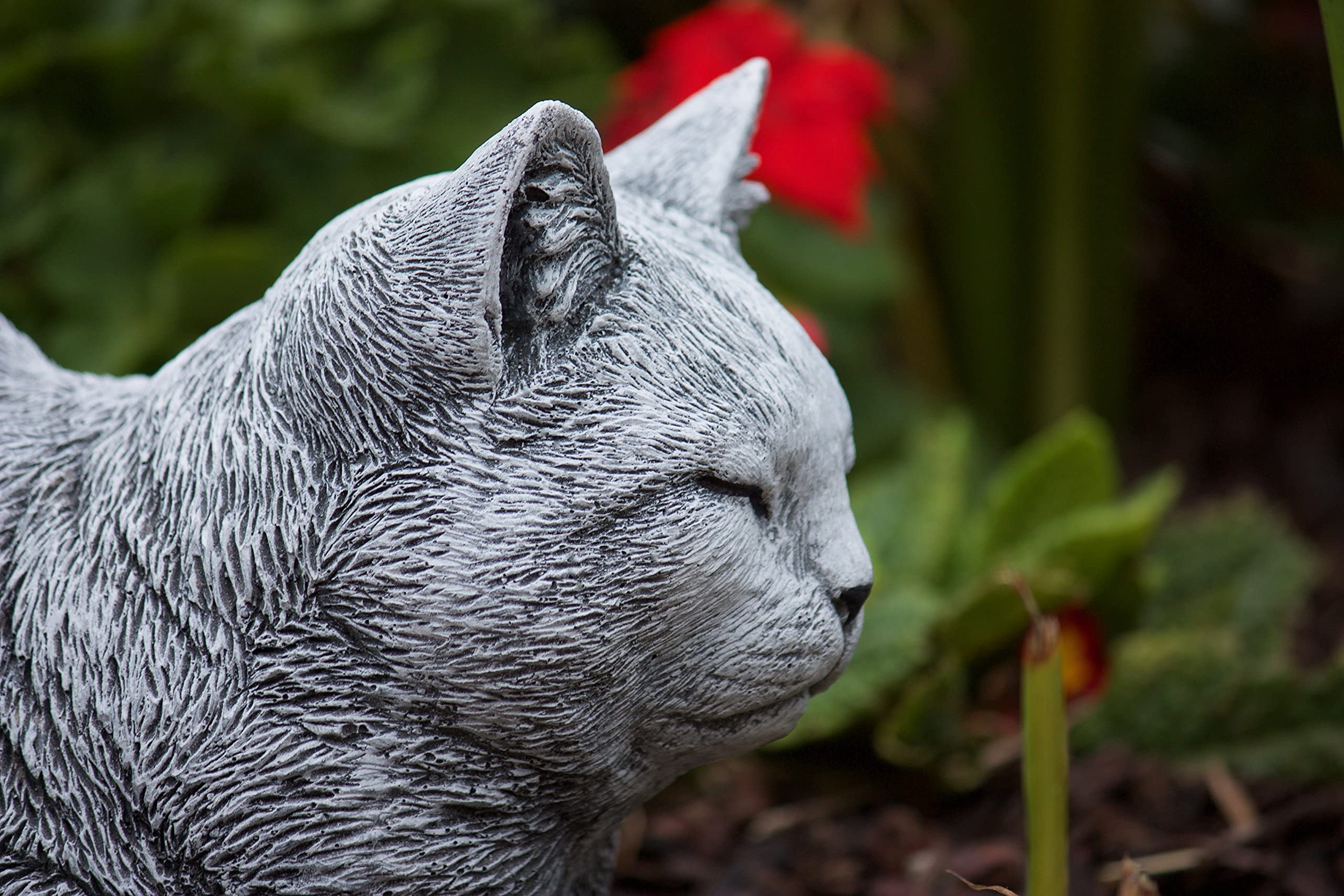 Figura de piedra grandes gato Ángel aprox. 36 cm, de y resistente a heladas hasta -30 °C, macizo de piedra