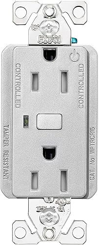 Eaton WFTRCR15-SG-SP-L Wi-Fi Smart El receptáculo inteligente funciona con Alexa, granito de plata un dispositivo certificado para humanos