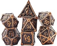 Vista 2 de AUSTOR Juego de dados de metal DND de 7 troqueles, juego de dados poliédricos de Calabozos y Dragones con caja D20 D12 D10 D% D8 D6 D4