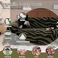 Vista 4 de VClife Funda de sofá boho gruesa de chenilla suave para sofá de 2-3 asientos, funda deslizante para sofá moderno con rayas blancas y negras
