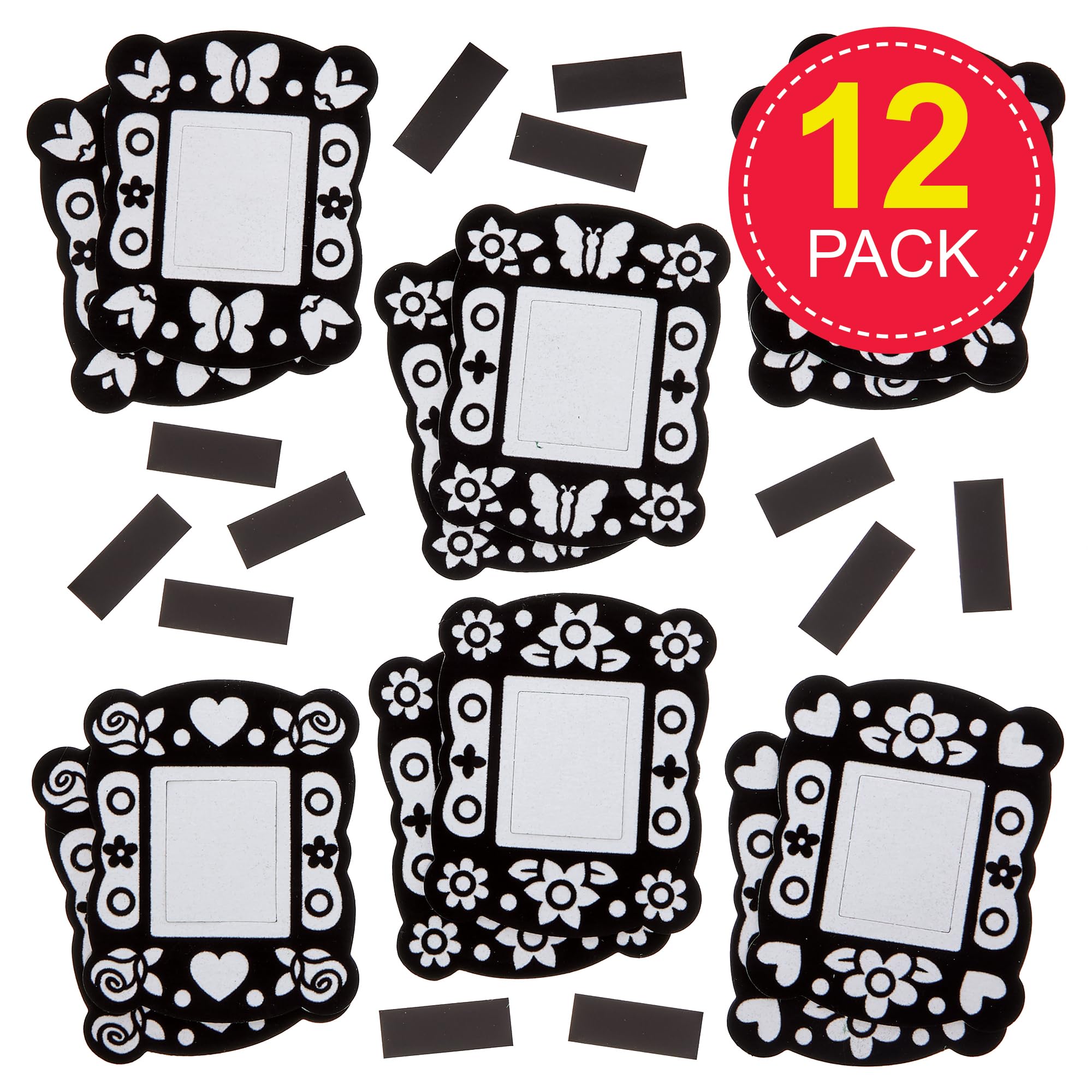 Baker Ross FN401 Colour-in Fuzzy Art Photo Frame Magnets - Pack of 12, Velvet Art Colouring for Kids Fridge Magnet Arts and Crafts - Image 2