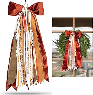 Wreath Ribbon Set - Decorative Bow & Assorted Ribbon for Wreaths - Clip-...