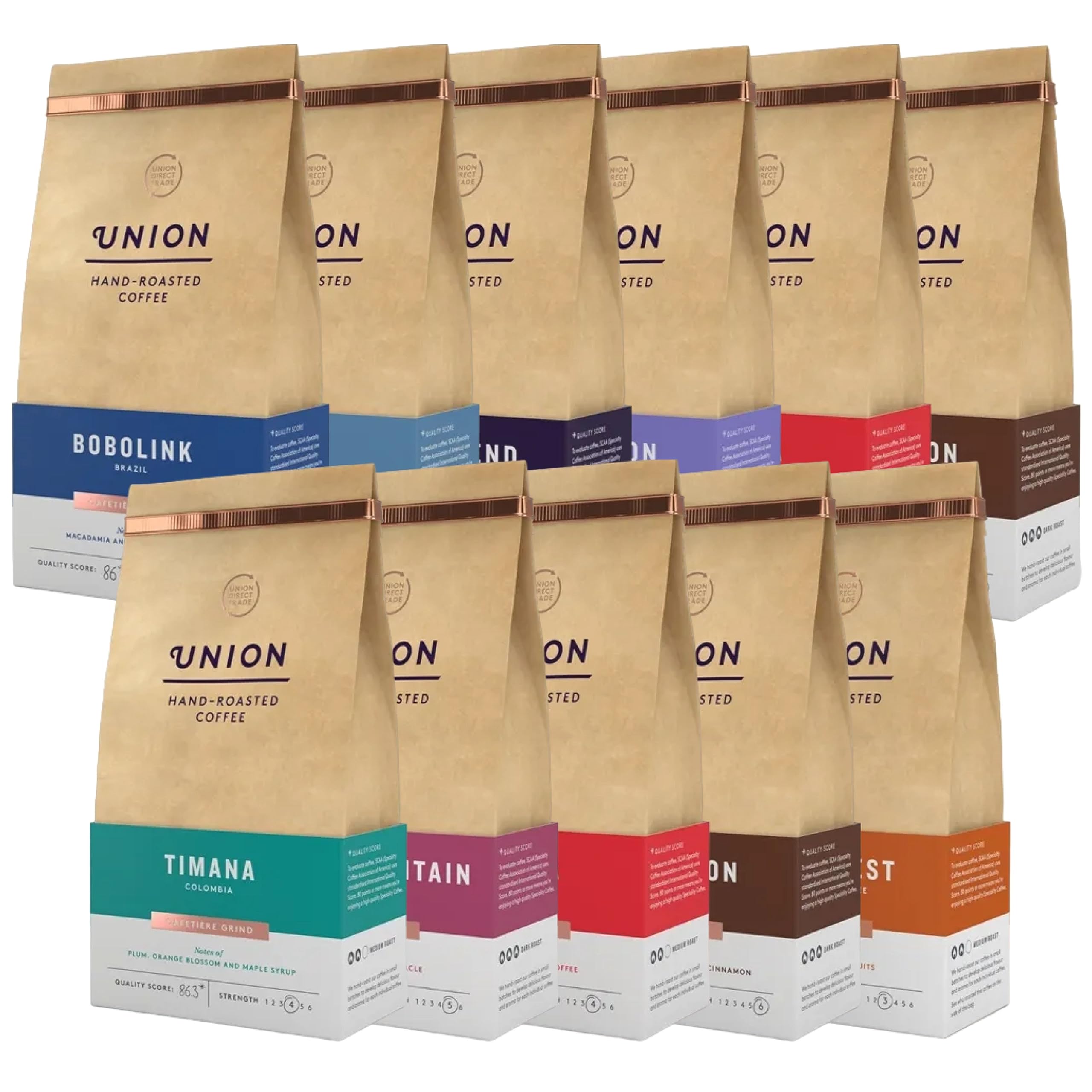Union Coffee Pick N Mix - Create Custom Coffee Combo with 10+ Flavours | Bobolink Brazil, Decaf, House Blend, Liberacion Guatemala | 2 Pack - Perfect Coffee Gift Set for Coffee Lovers