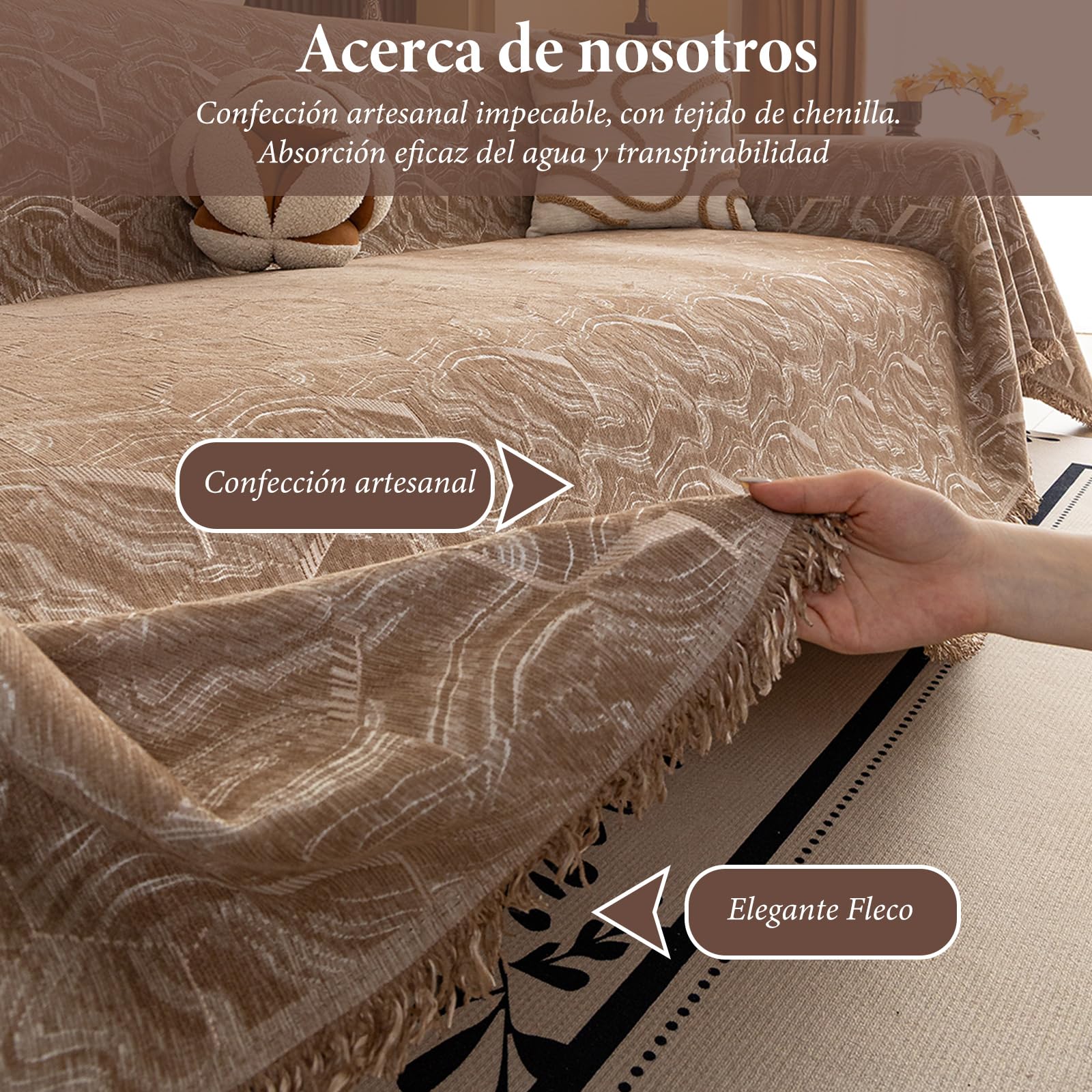 Suave Cómodo Manta Cubre Sofa,Plaid Cama, Mantas Decorativas para Sofás Dormitorio Sala De Estar Sencillo Diseño Multifuncional Resistente a Los Arañazos y Duradera 180 * 180cm-Caqui