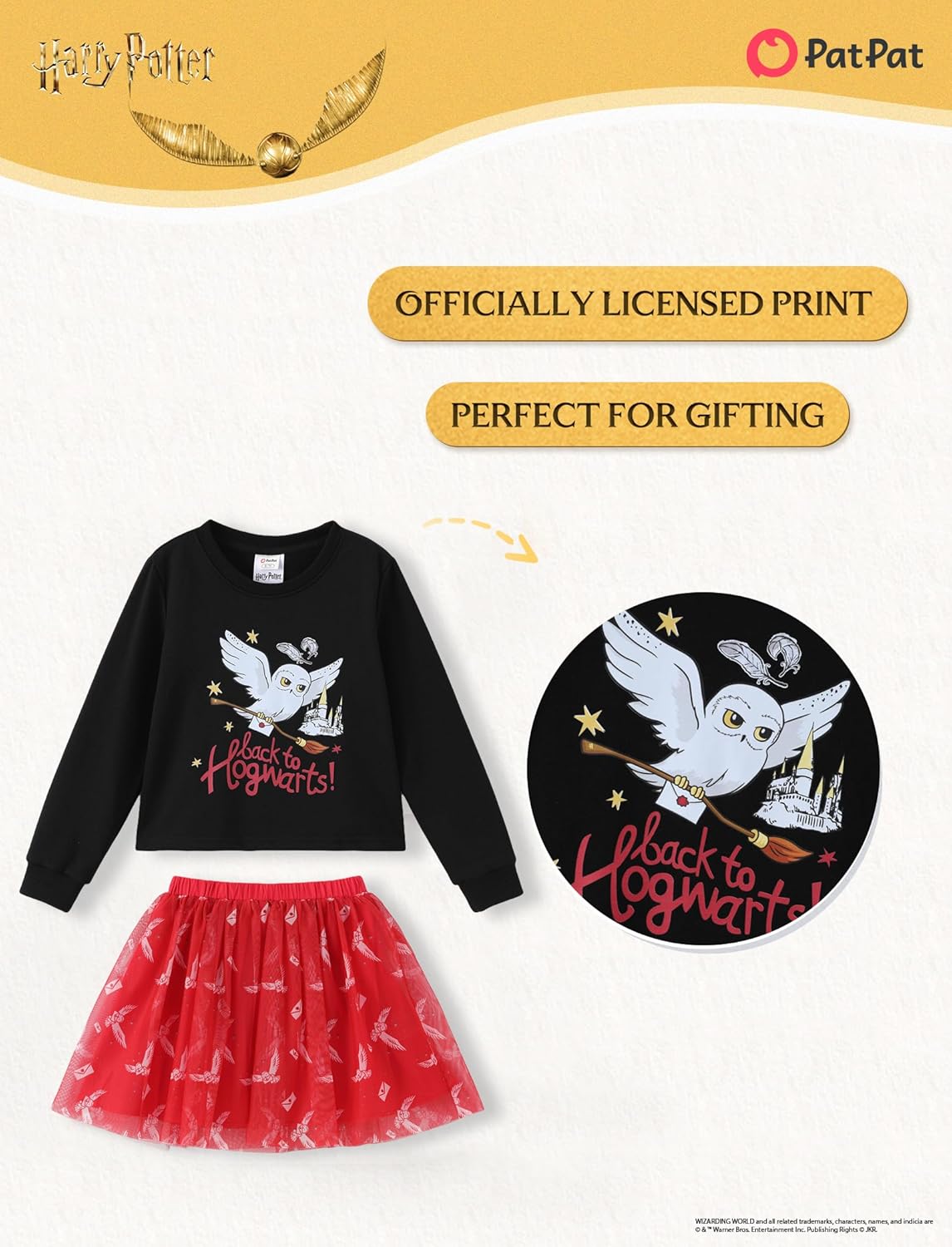 Harry Potter Girls Clothes Gryffindor Hogwarts Hedwig Owl Sweatshirts and Plaid Skirt Clothing Sets Outfits Red for Birthday - Image 3