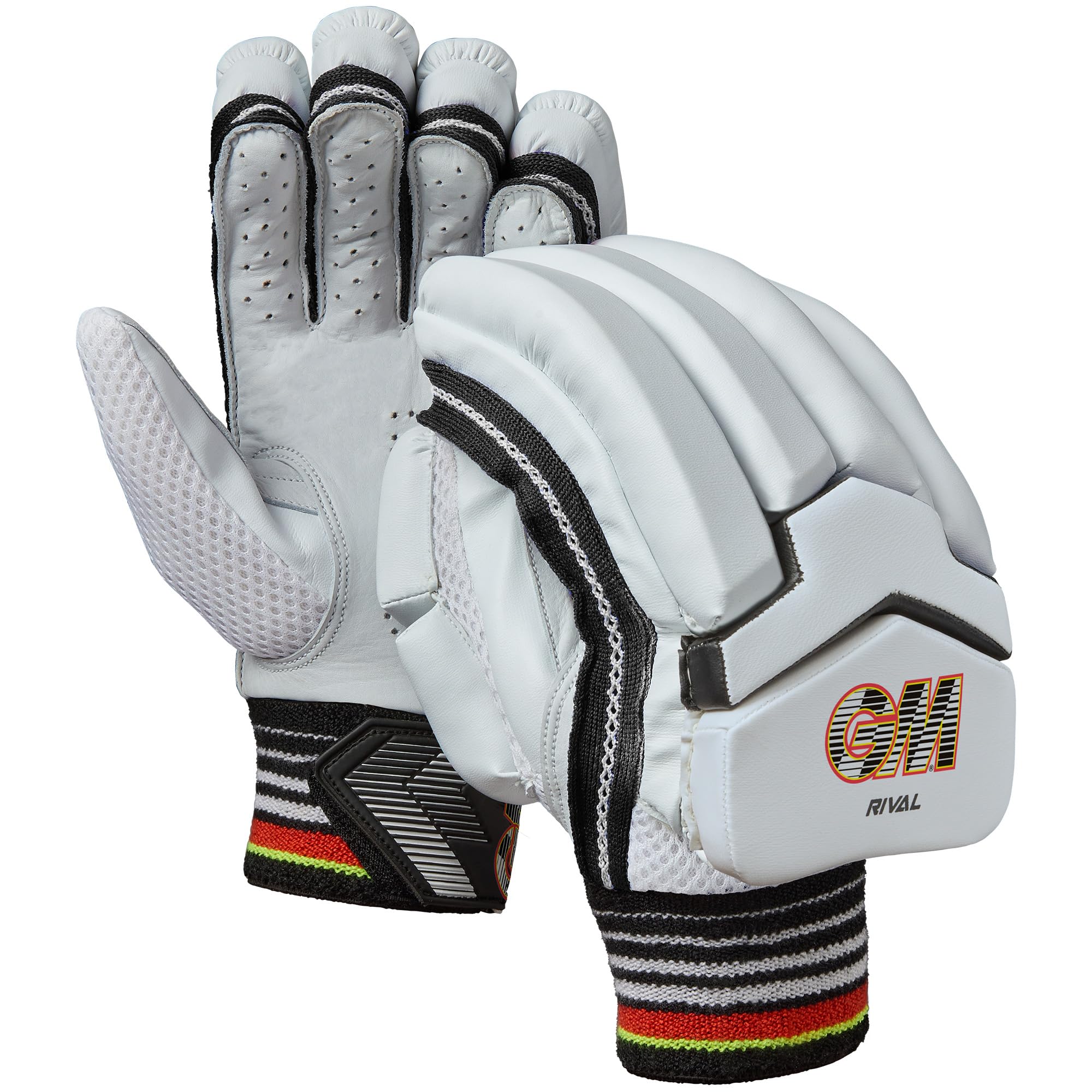 Gunn & Moore GM | Rival Cricket Batting Gloves | Calf Leather Palm | Double-Sided Sweatband | Sleek Back of Hand Shape | Junior Right Handed | 1 Pair | Approx 470 g per Pair