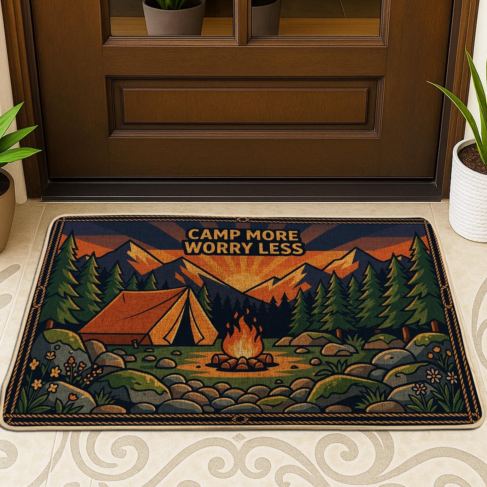 Tapis de tente lavable et résistant pour entrée propre en camping