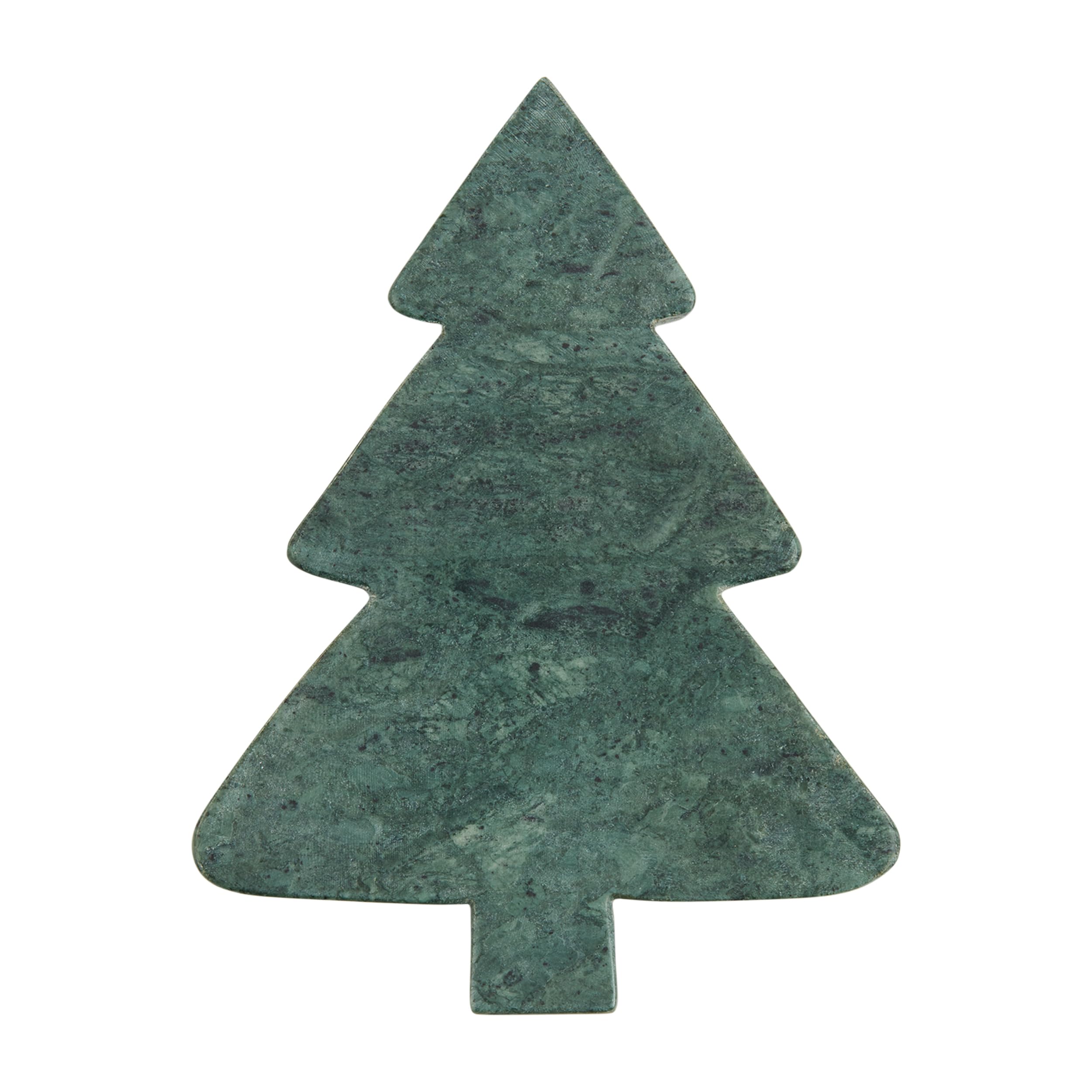 Mud Pie Christmas Tree Mini Marble Board, Green Marble Serving Board, 8 x 5
