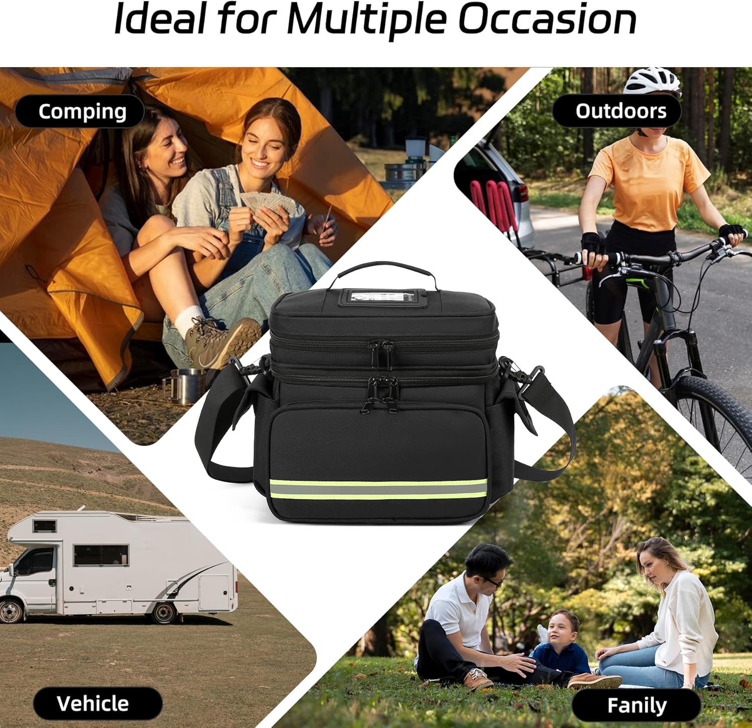 Black Double Layer First Aid Bag Medical Bag Empty Emergency First Responder Organizer for Nurses,Home Health Care, EMT - Image 9