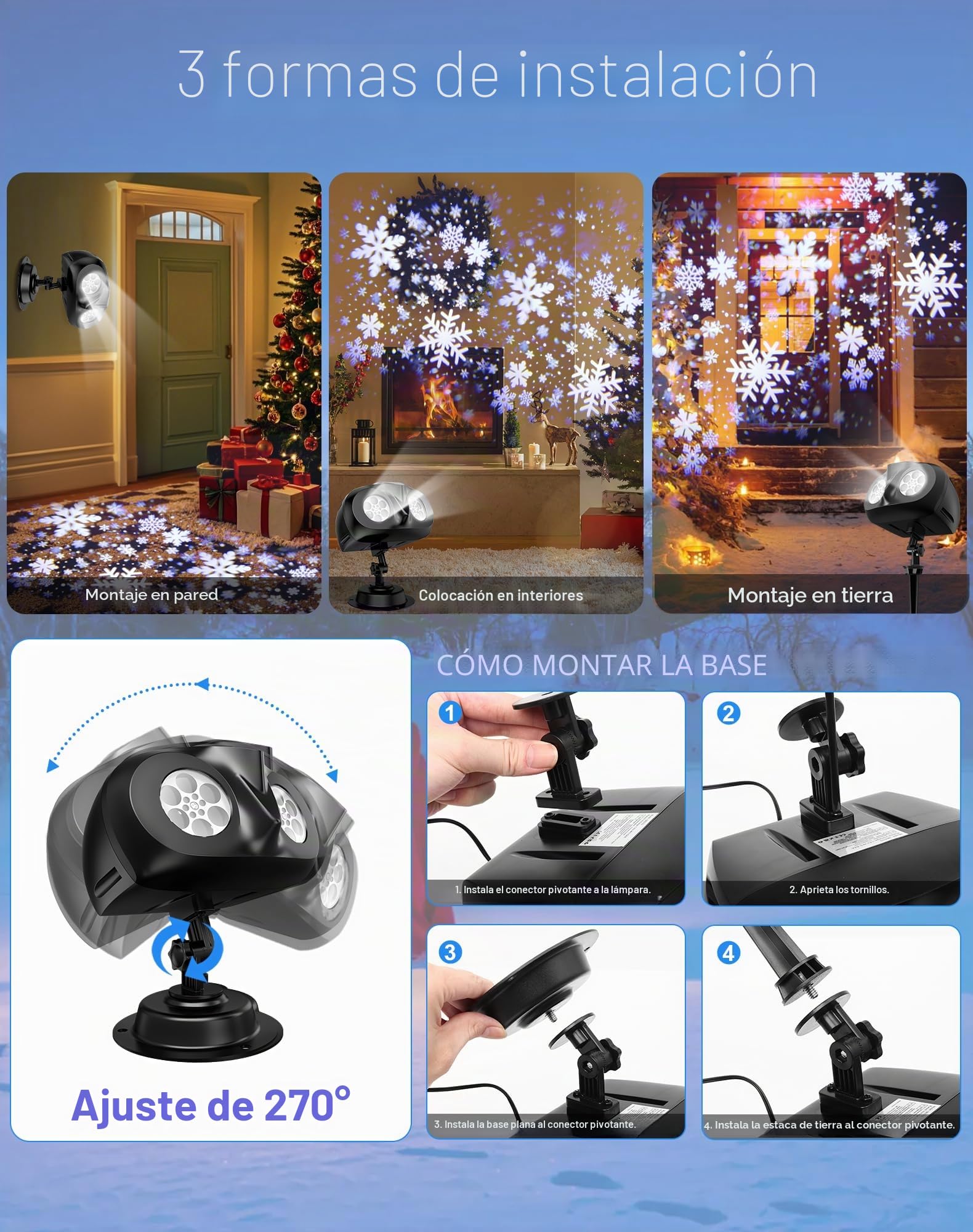 Proyector Luces Navidad, LED Proyector Copos de Nieve Lámpara de Proyección Navidad con Control Remoto, Impermeable IP45 Exterior y Interior, Decoración para Fiesta, Festivos, Halloween