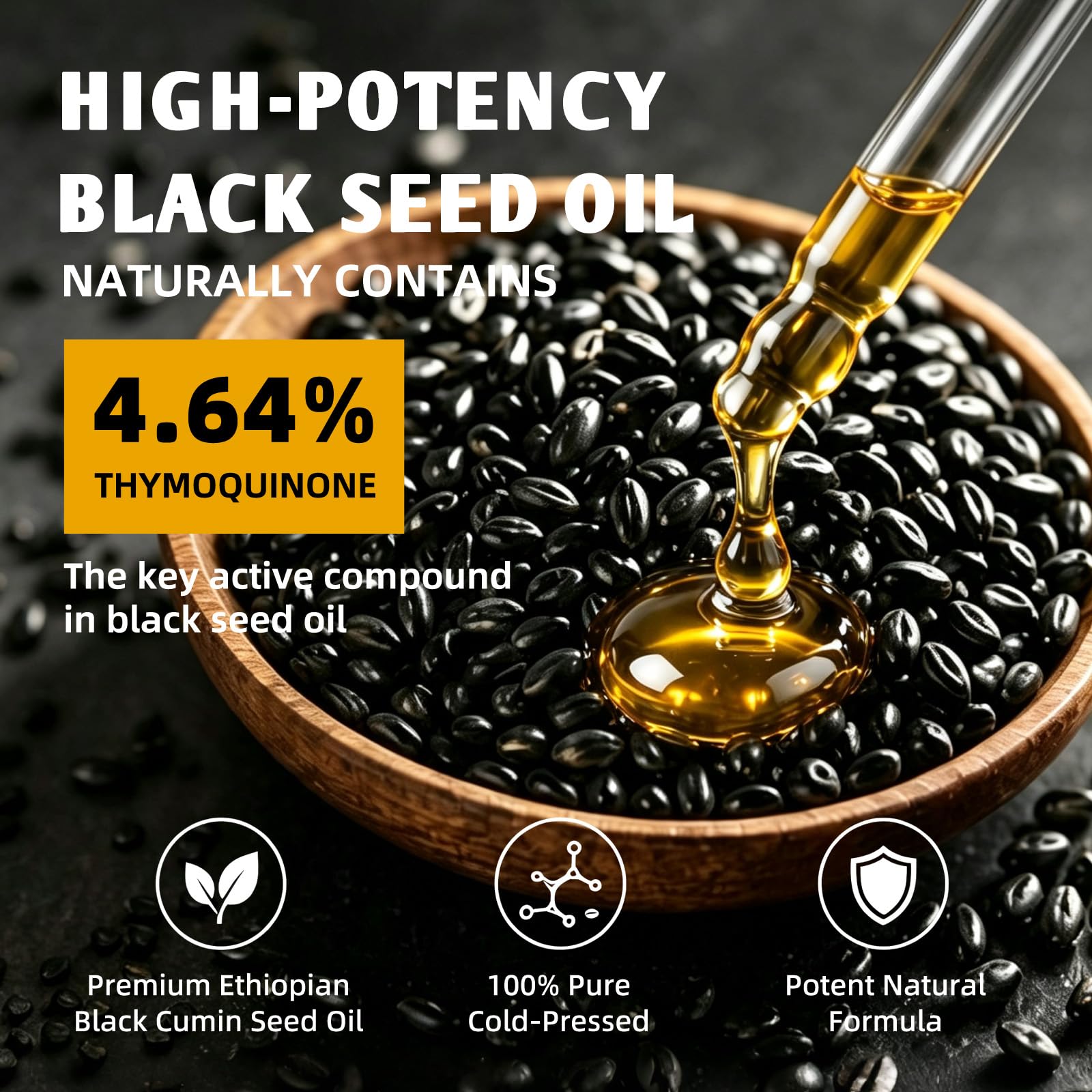 Ethiopian Black Seed Oil Capsules - 4.64% Thymoquinone, 120 Count, 1000mg Organic Cold Pressed Black Cumin Seed Oil Softgels, Gluten-Free, Immune & Digestive Support — Amazon image 4