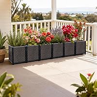 Vista 7 de Macetas Grandes para Plantas de Exterior - Profundizadas 20" de Altura, Camas Elevadas para Jardinería con Autoriego, Caja de Plantación Elevada