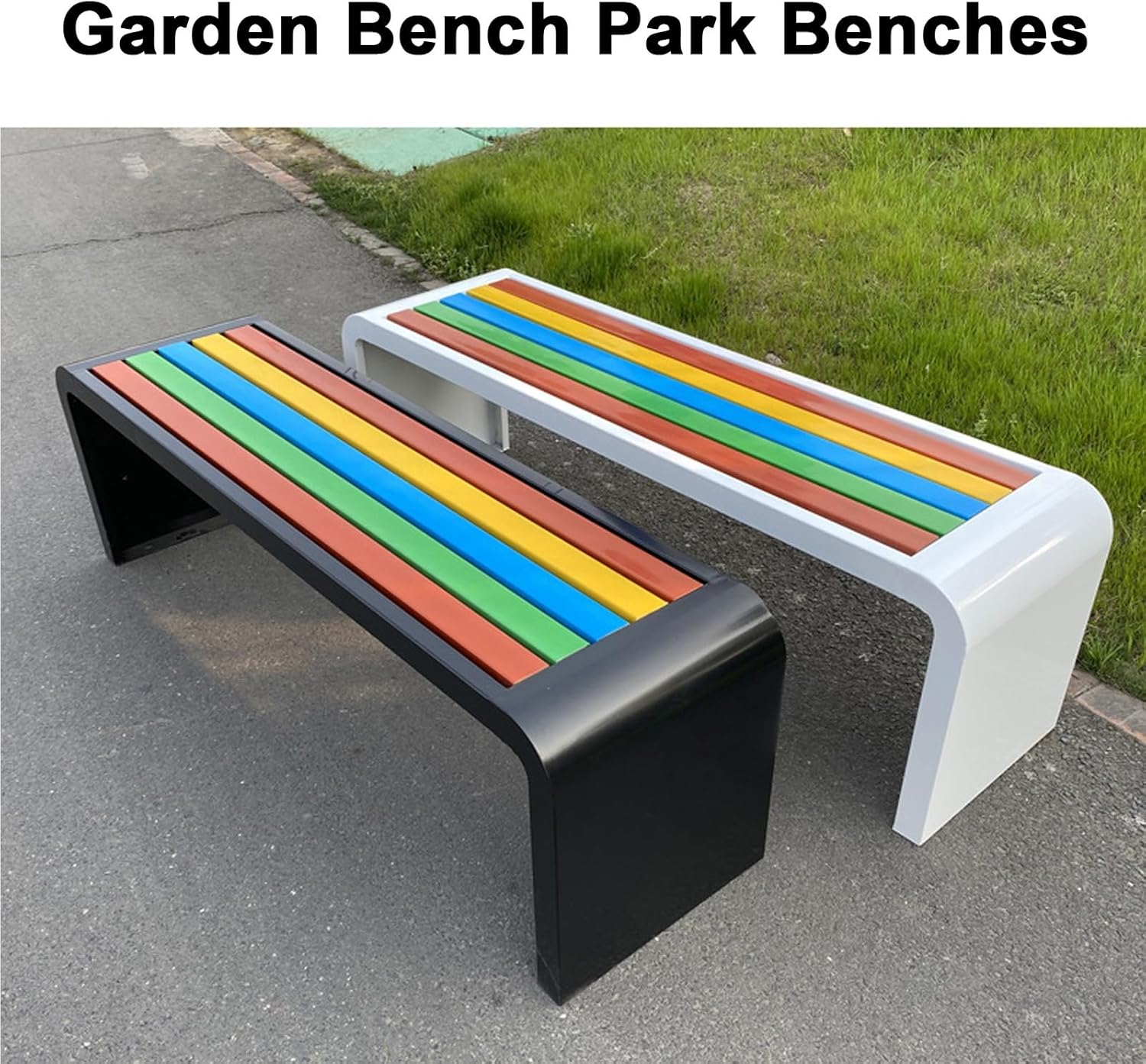 Weatherproof Steel Frame Outdoor Bench, Slatted Metal Garden Seat for Porch, Yard, Lawn & Balcony - Durable and Stylish Patio Furniture