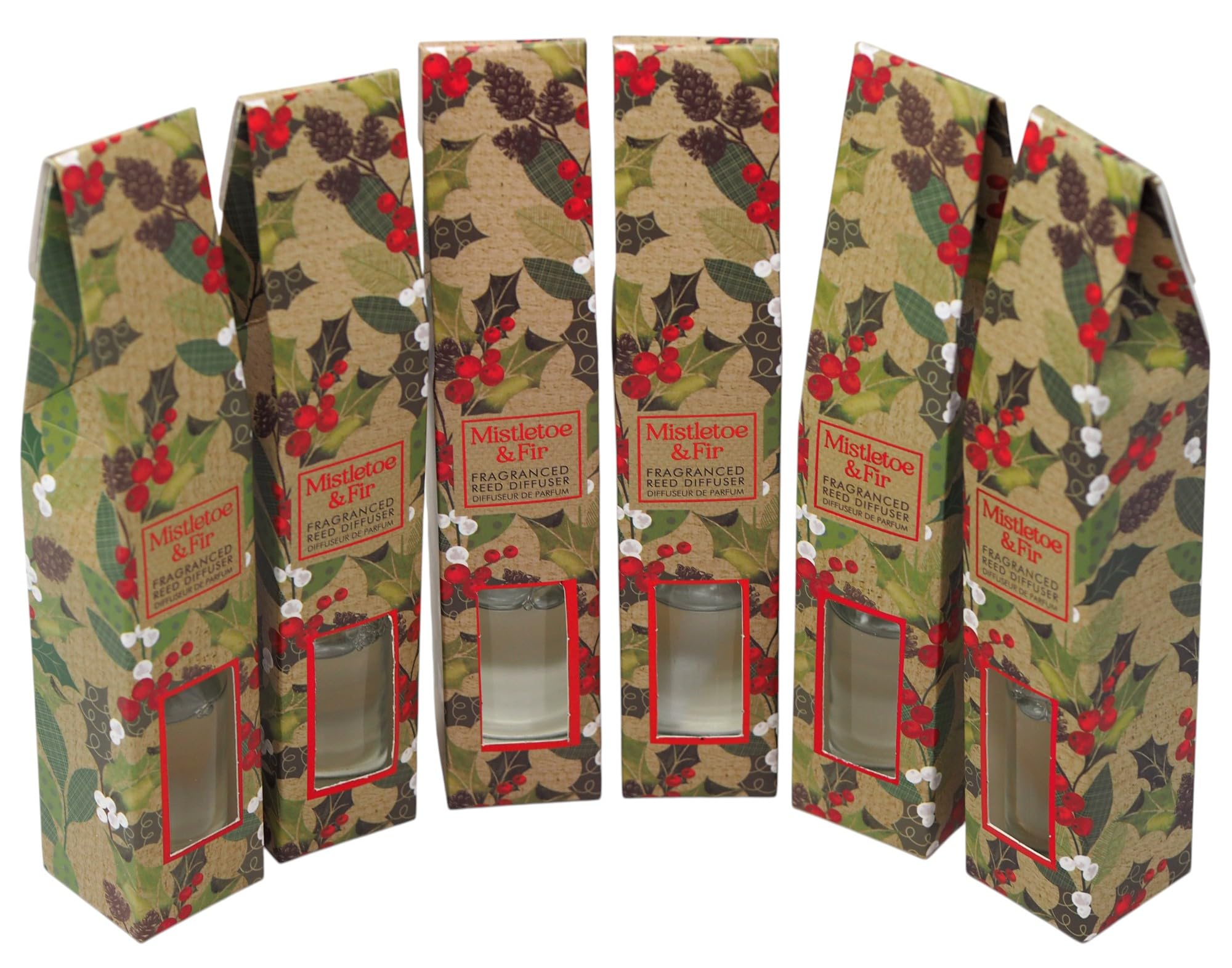 Sil Interiors Mistletoe & Fir Christmas Fragranced 9Cm Reed Diffuser - Set Of 6