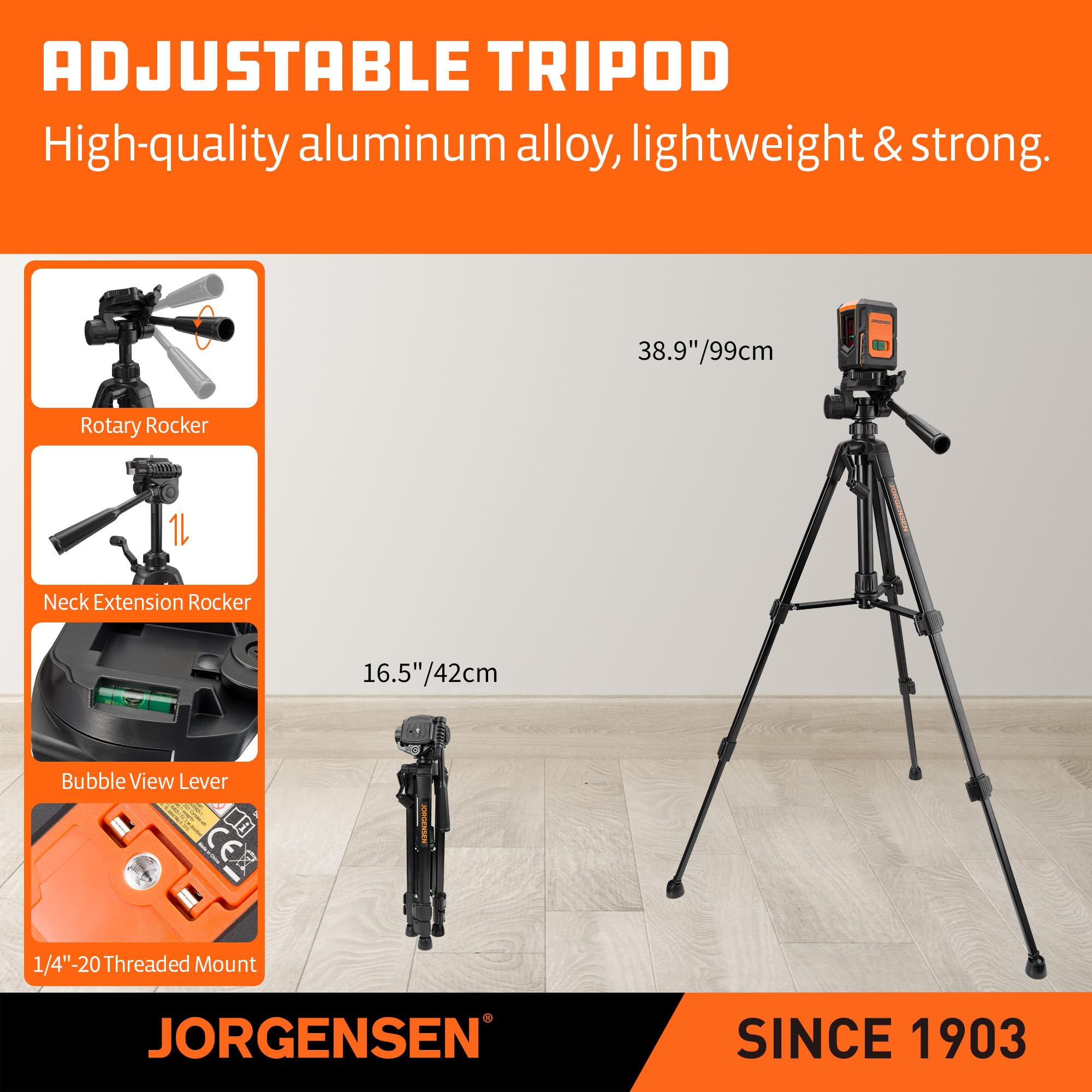 Jorgensen Laser Level - 100FT, Tripod Included -8 Jorgensen Laser Level - 100FT, Tripod Included -8