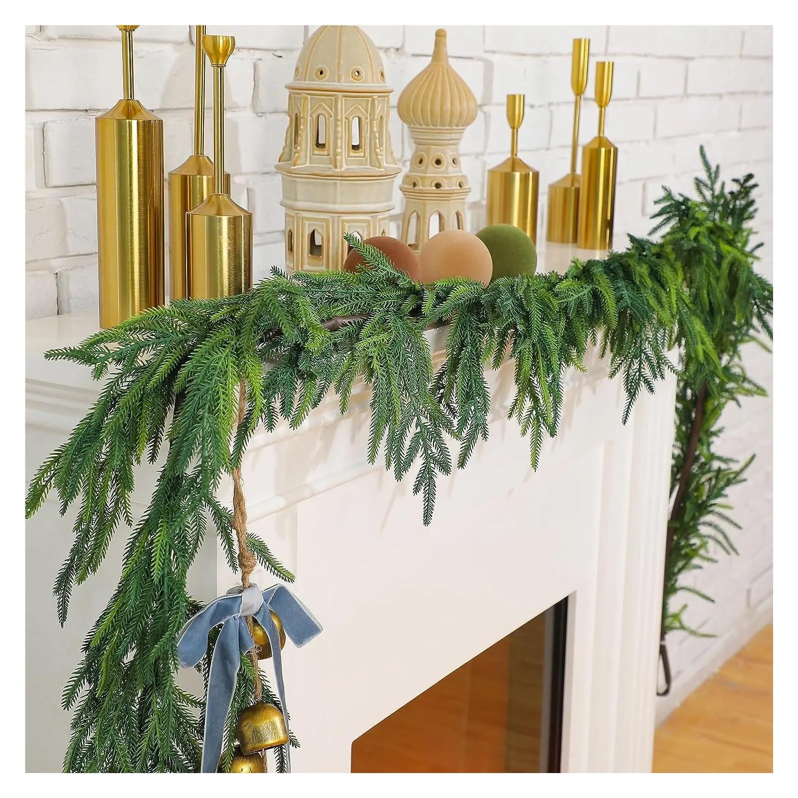 Guirnalda navideña Artificial de 1,5 Metros, con Agujas de Pino y Hiedra Mixtas, Ideal for decoración navideña de Interiores.(150cm-2pcs)