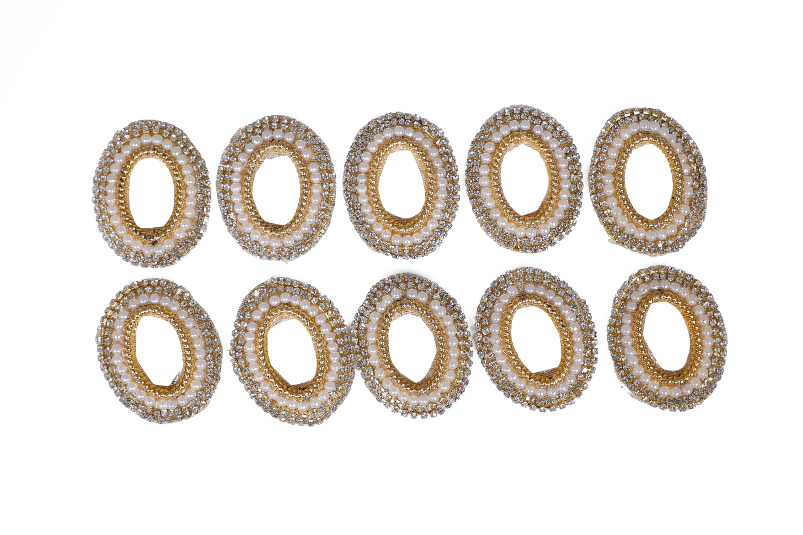 GROTESQUE Oval Crystal Patch - Pack of 20 - Handmade Decorative Patches- for Art & Craft, Clothes, Blouse, Embroidery Work, Dress Decoration, Saree