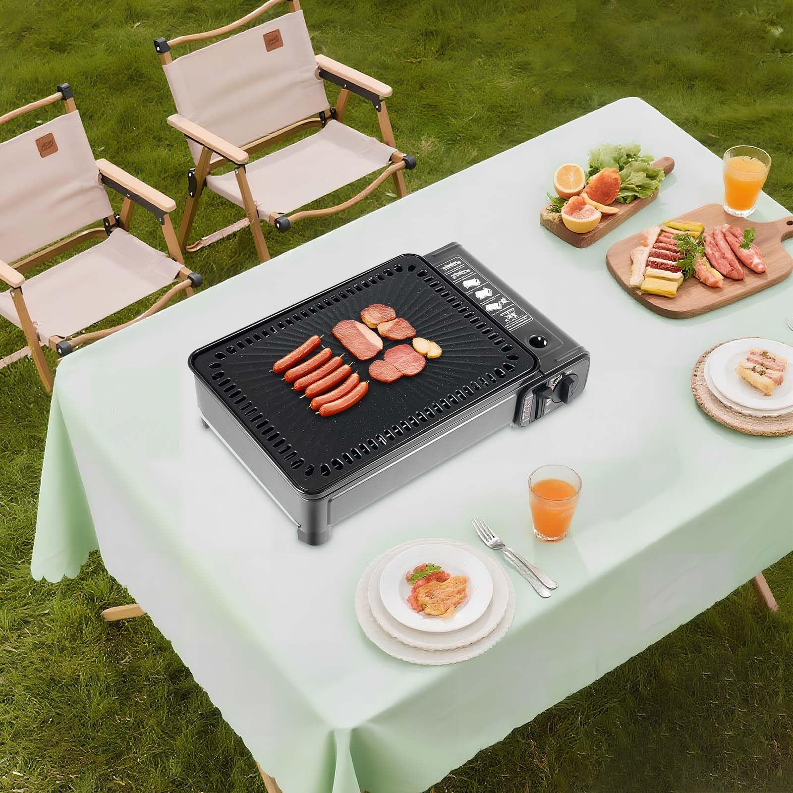 Camping grill gazowy i stołowy grill gazowy z płytą grillową dla rodzin w