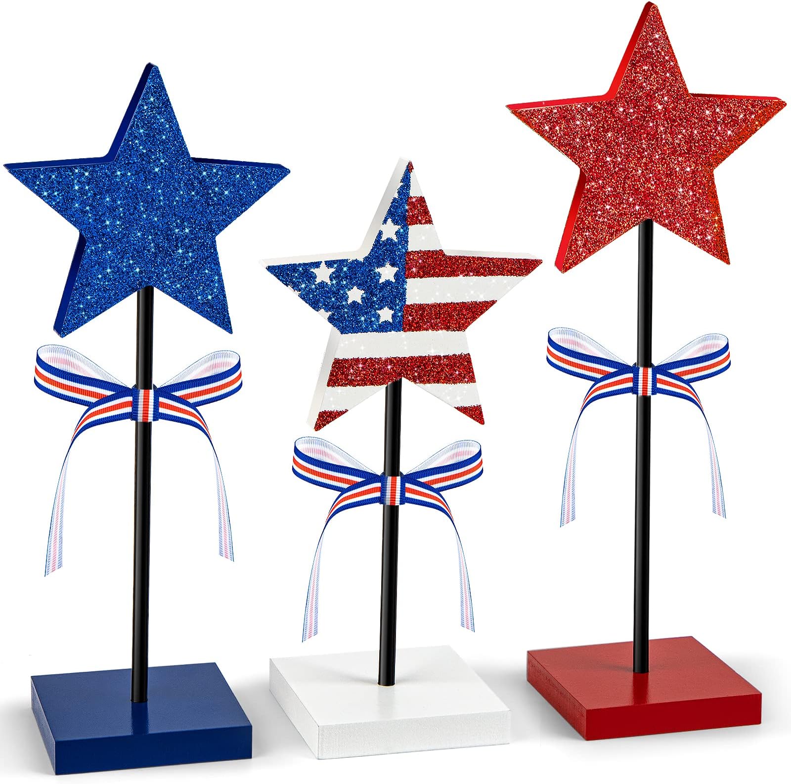 Yinkin 3 Pcs 4th of July Stars Decoration Patriotic Table