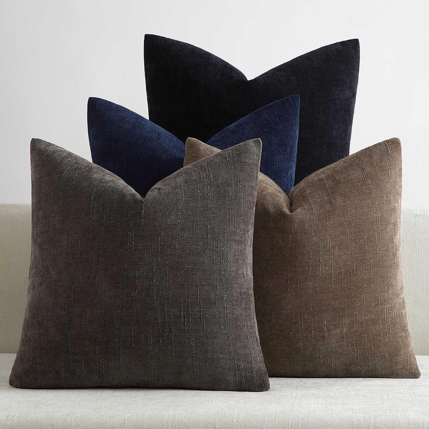 JUSPURBET 16x24 Pillow Covers Set of 4 Decorative Throw Pillow Covers Case for Couch Sofa Bed Soft Lumbar Chenille Cushion Covers with Hidden Zipper for Home Decor Living Room,Navy Series