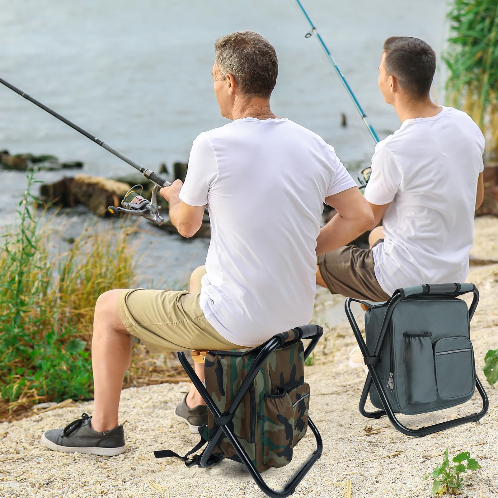 Zaino portatile per sedie staccabili, borsa termica rimovibile 15 l, resistente, 158,8 kg, leggero, pieghevole, per viaggi, pesca, campeggio, escursionismo