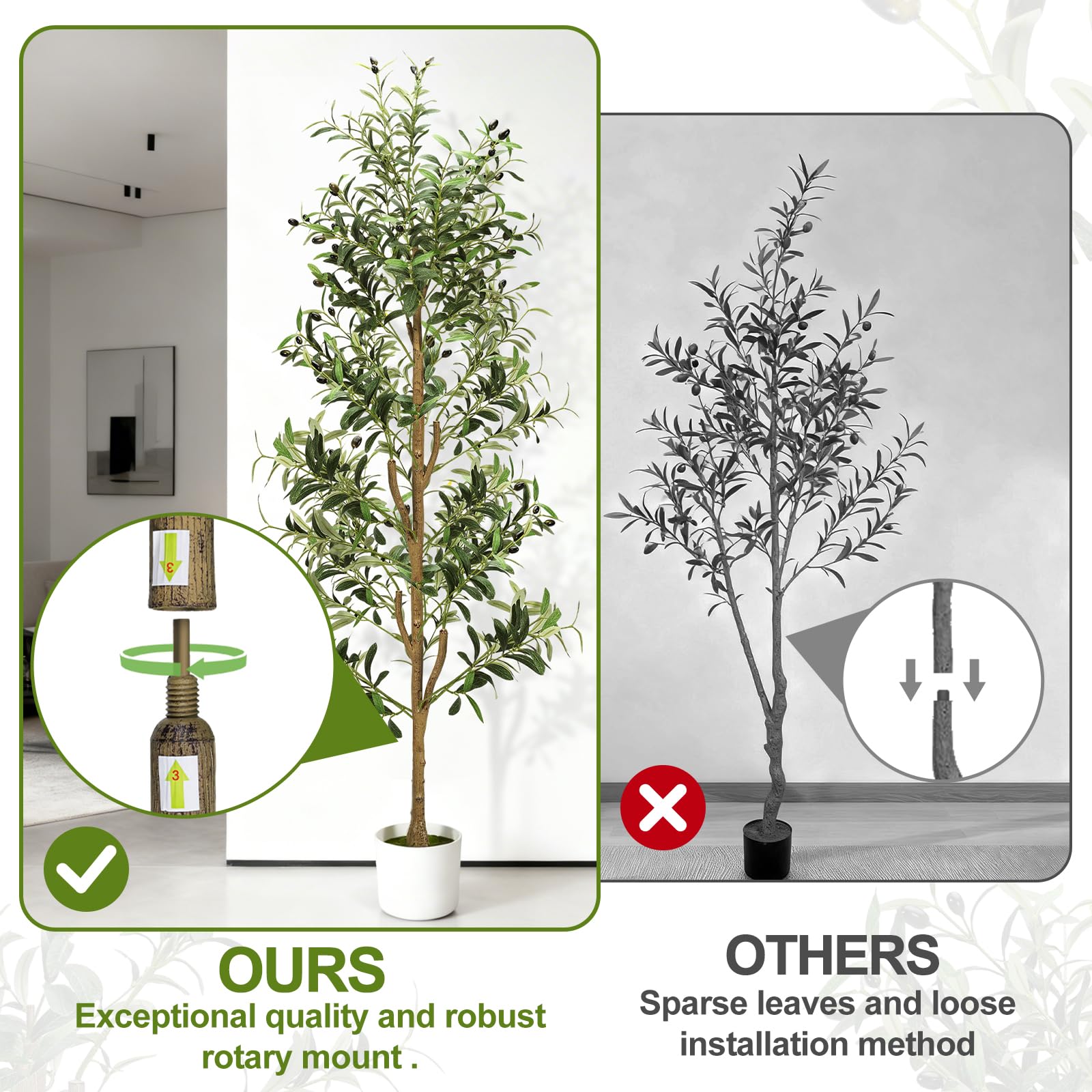 NZQXJXZ Albero di Olive Artificiale 180 cm con Luci, Pianta Artificiale da Interno con Vaso e Cesto, Piante Artificiali con Tronco Naturale e Frutti Realistici per Casa Ufficio