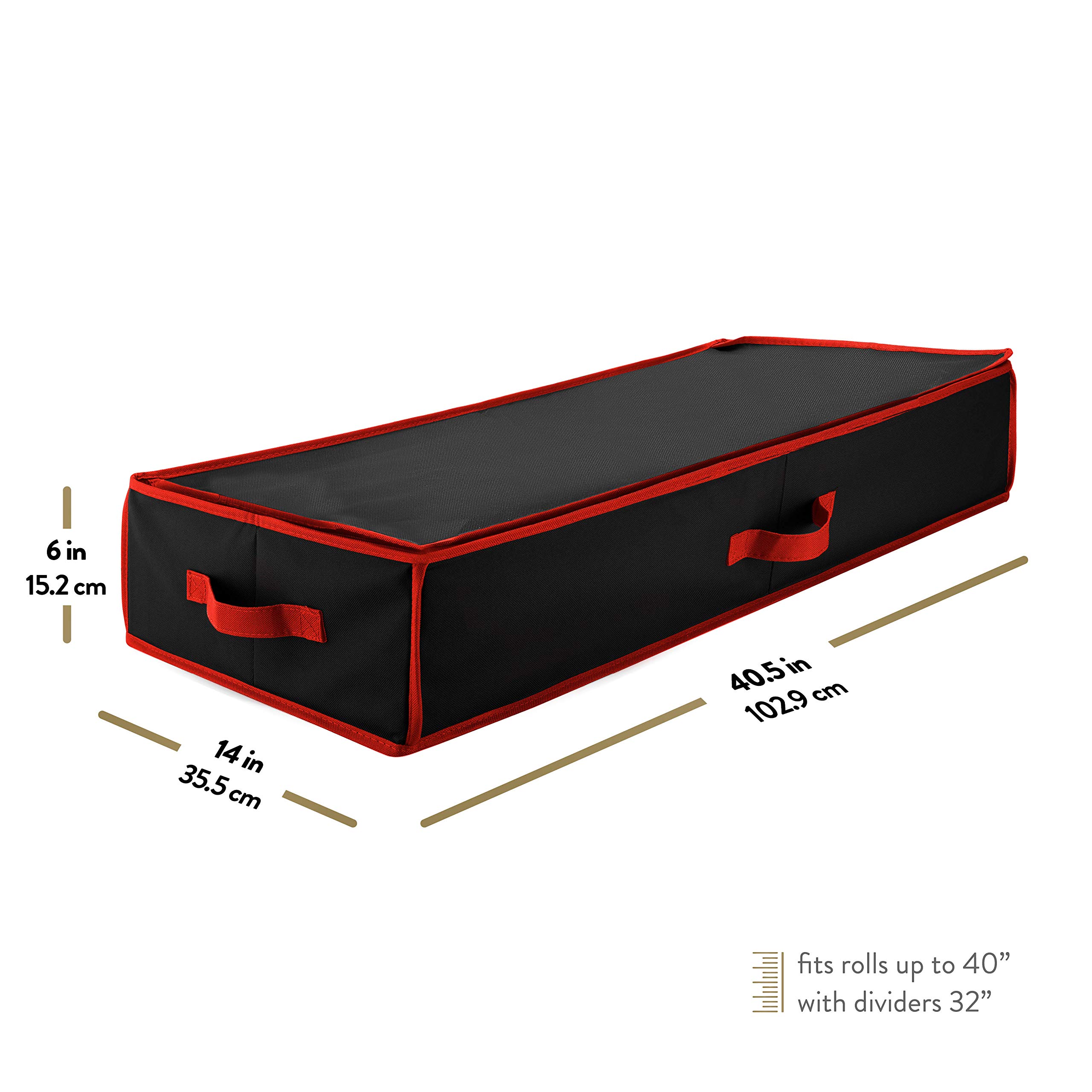 Zober Premium Wrap Organiser, Inner Pockets, Holds up to 24 Rolls, Gift Wrap Storage Box and Holiday Accessories, 101.6 cm Long - Made from Tear-Resistant Fabric