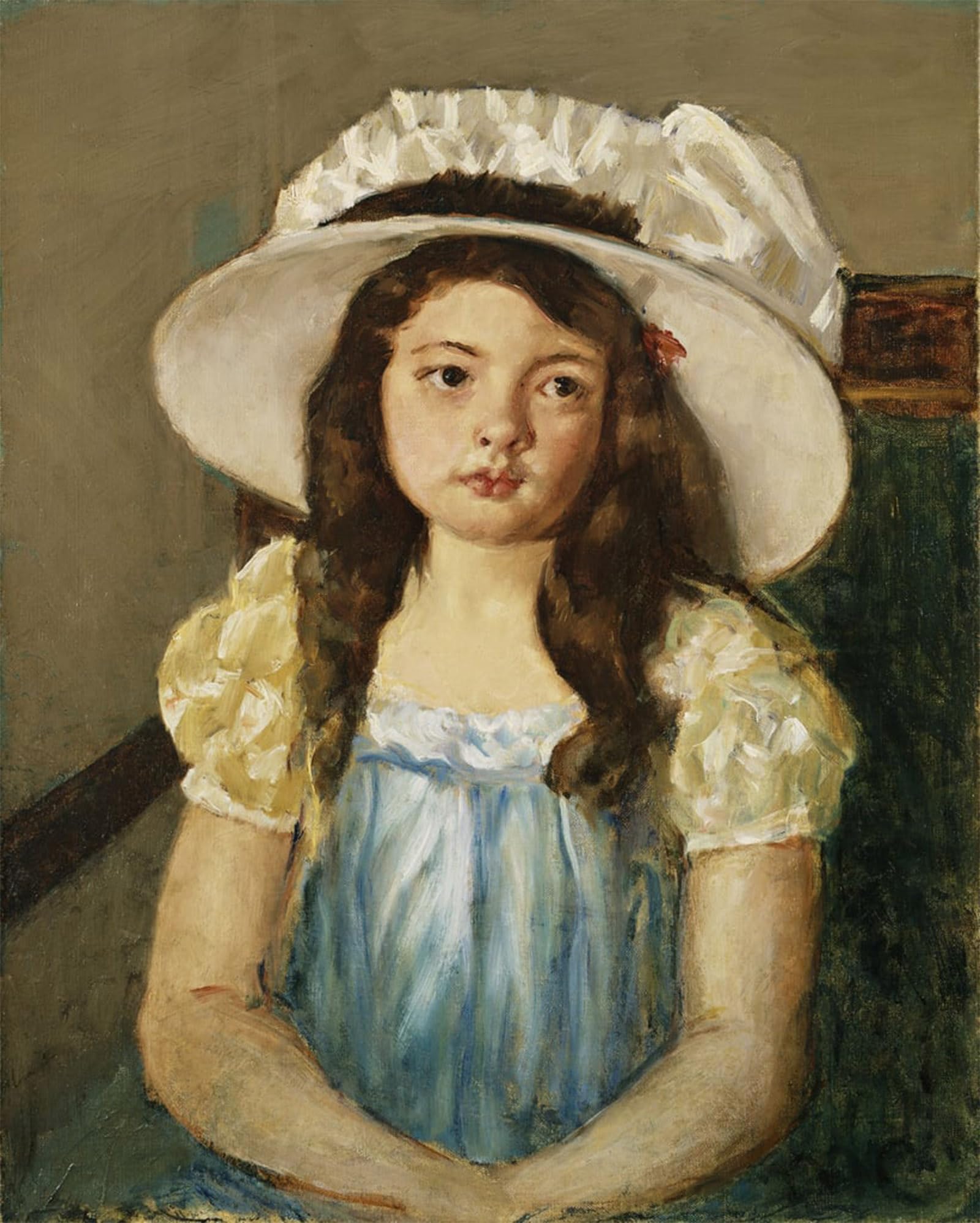 POSTERIIk Famous Animal Posters Vintage Picture Francoise Wearing a Big White Hat by Mary Cassatt Modern Wall Decor for Home Decor 60x90cm