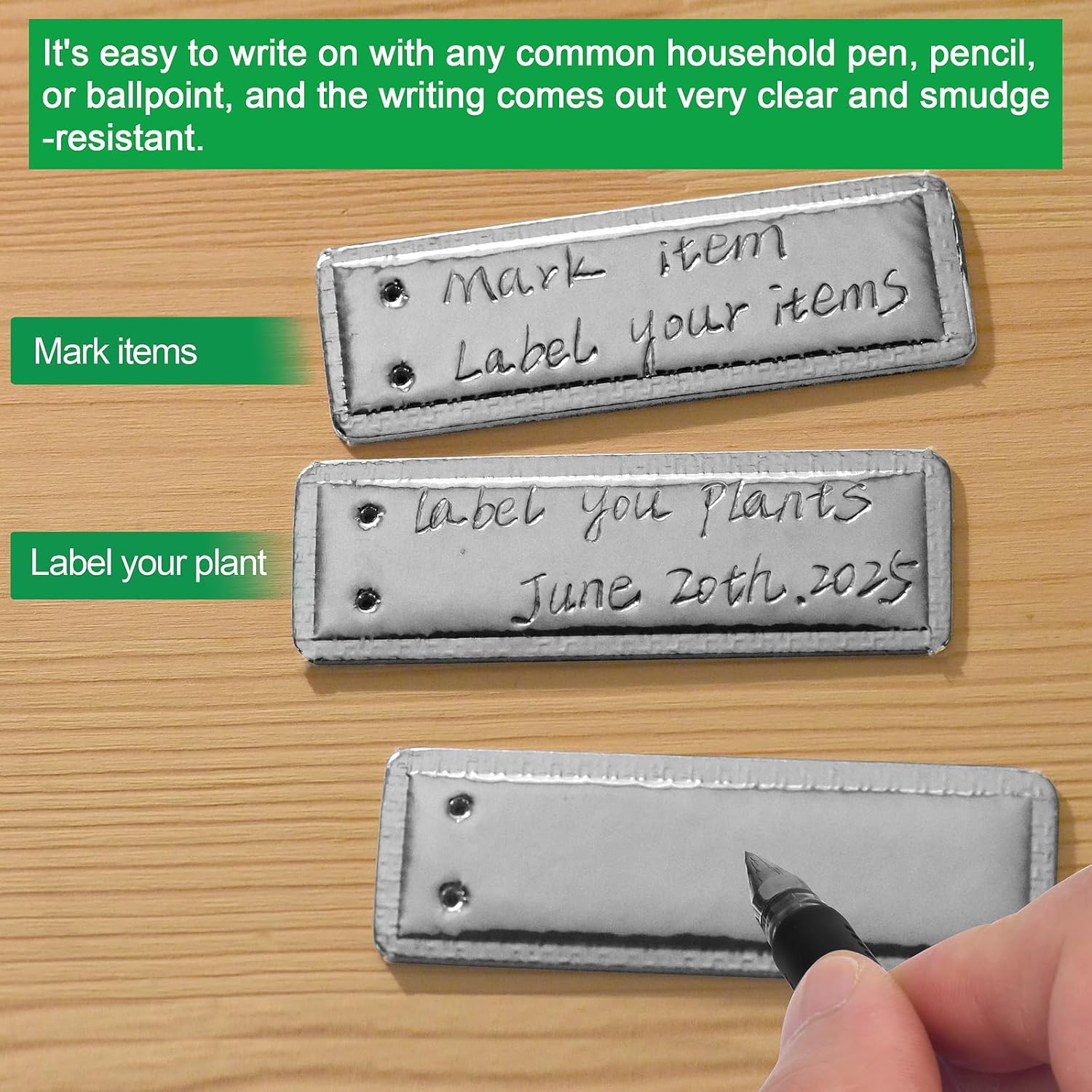 Metal Tags, Aluminum Plant Labels Outdoor Waterproof Plant Markers with 6 Inch Wires, 50 Pack Double-Sided Writable Garden Tags - Image 2