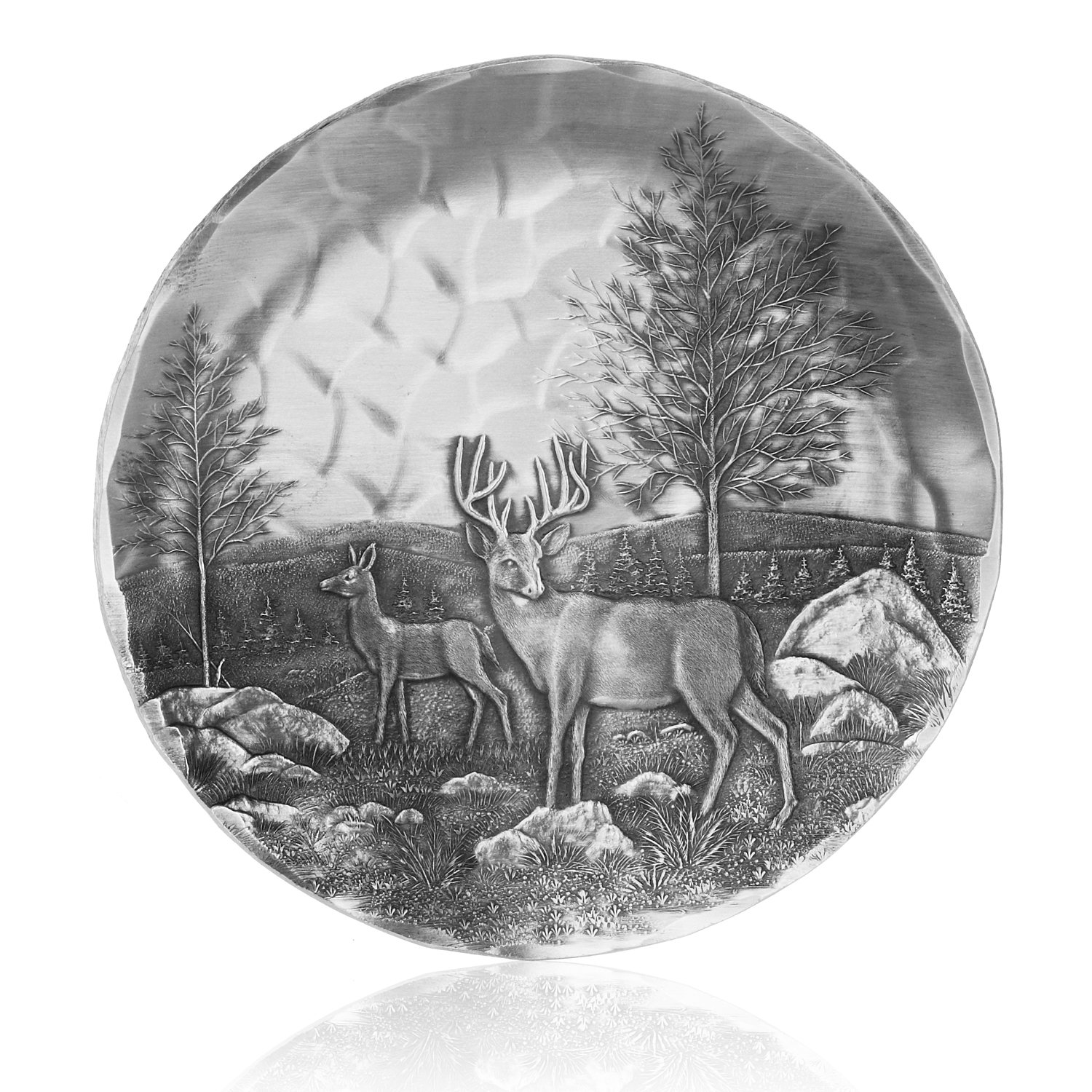 Wendell August Deer Coaster, Hand-hammered Aluminum, Keeps Tabletops Safe, 4.5 Inch Round Coaster