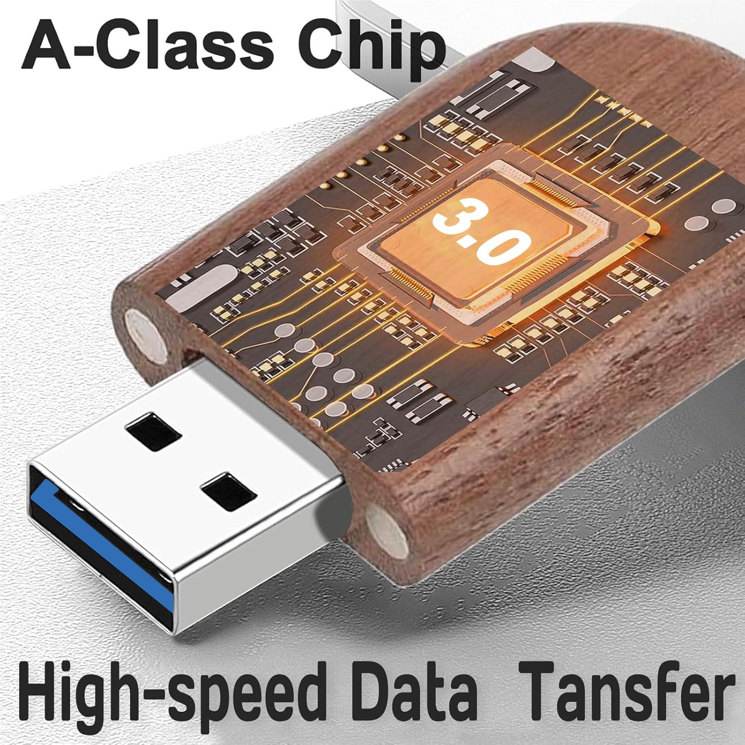 Paquete de 5 unidades de memoria USB de madera de almacenamiento USB 2.0/3.0 con madera (3.0/32GB)