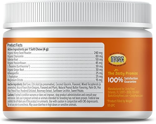 Miniatura 6 de Zesty Paws Masticables calmantes para perros Compostura y relajación para el estrés diario y la separación Mantequilla de maní 50 unidades