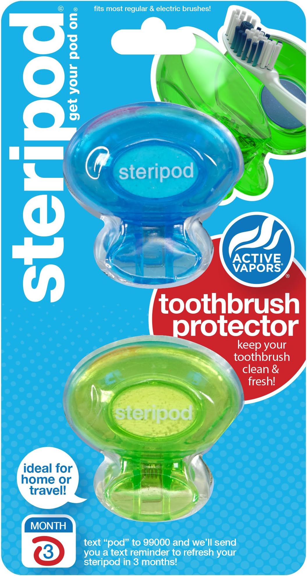 Amazon.com: Steripod Clip-On Toothbrush Protector, Green and Blue, 2 ...