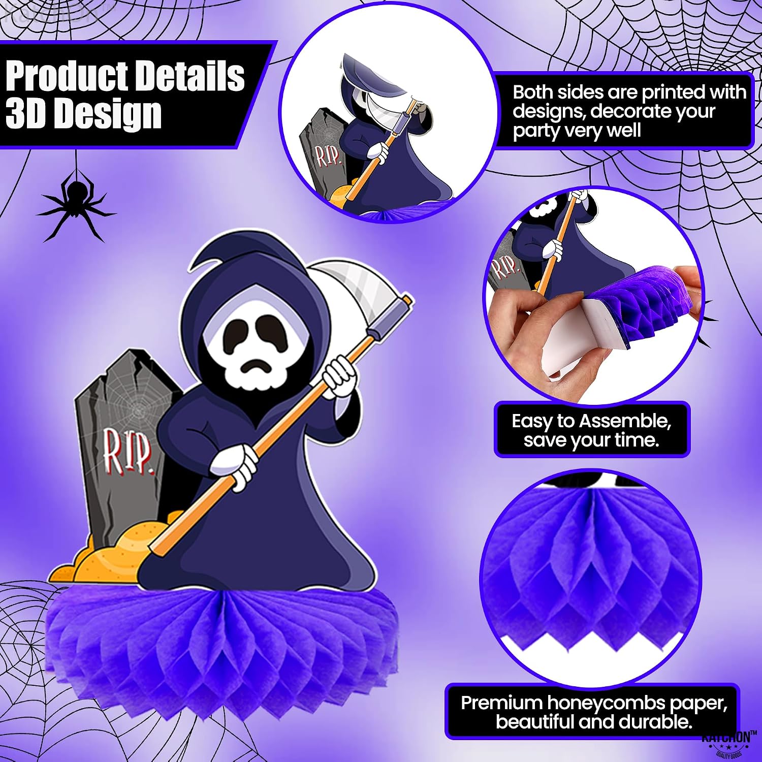 KatchOn, Halloween Centerpieces for Tables - Pack of 9 | Halloween Birthday Party Decorations for Kids | Halloween Party Table Centerpieces Honeycomb for Halloween Party Decorations