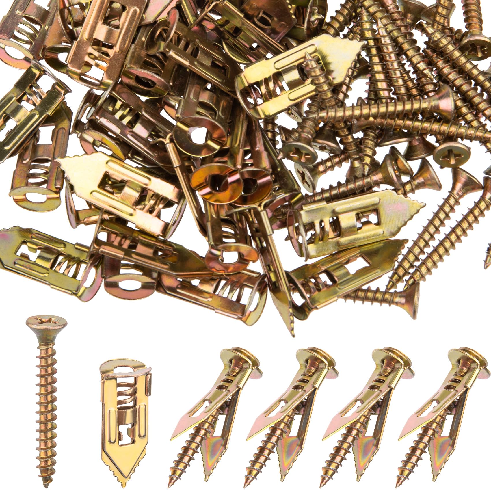 CustomyLife 20 Pcs Self Drilling Drywall Anchors with Screws Kit, Zinc Plated Steel Self Drilling Wall Anchors Heavy Duty, No Drill or Holes in Wall,