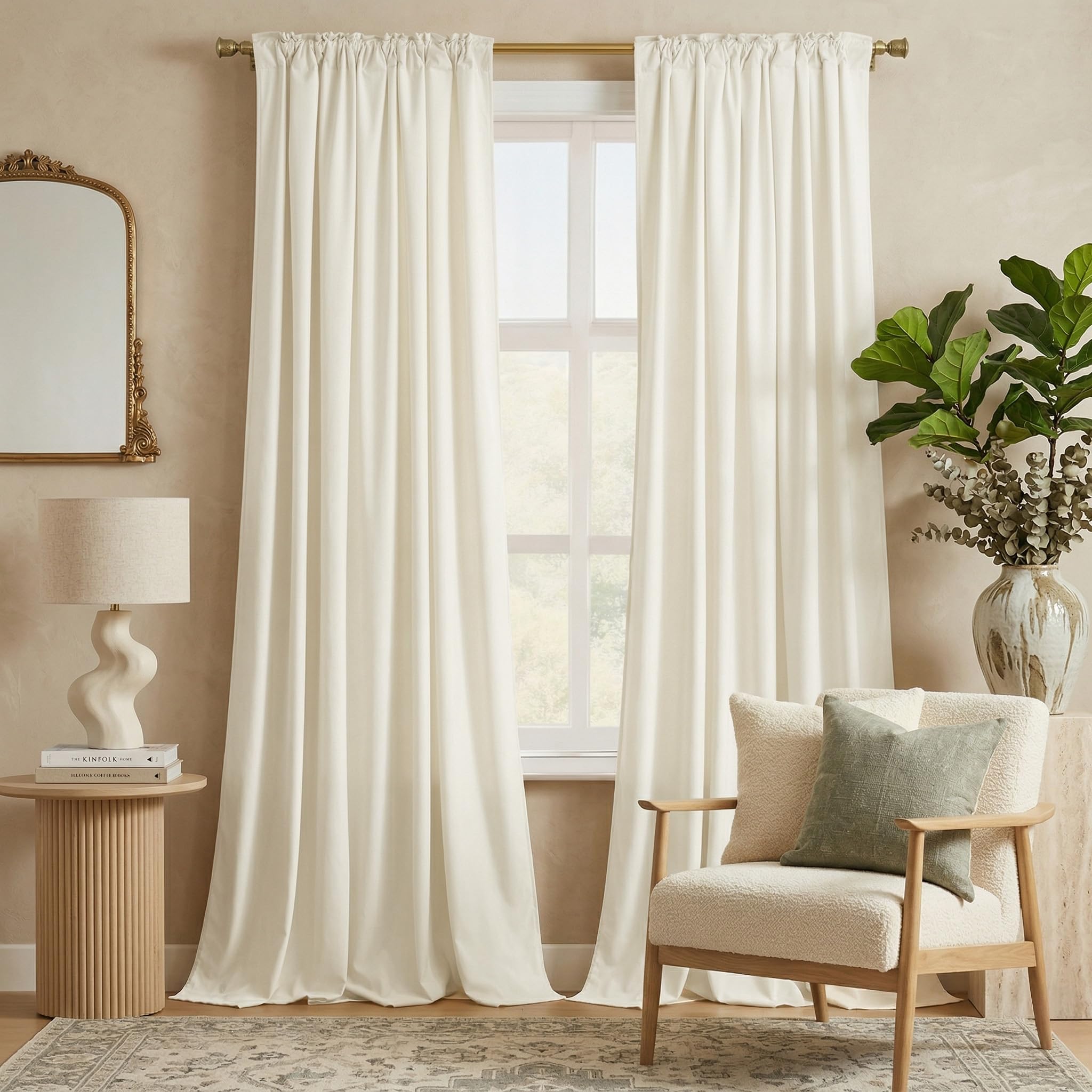 Amazon.com: NICETOWN Ivory White Curtains 90 inches Long 2 Panels
