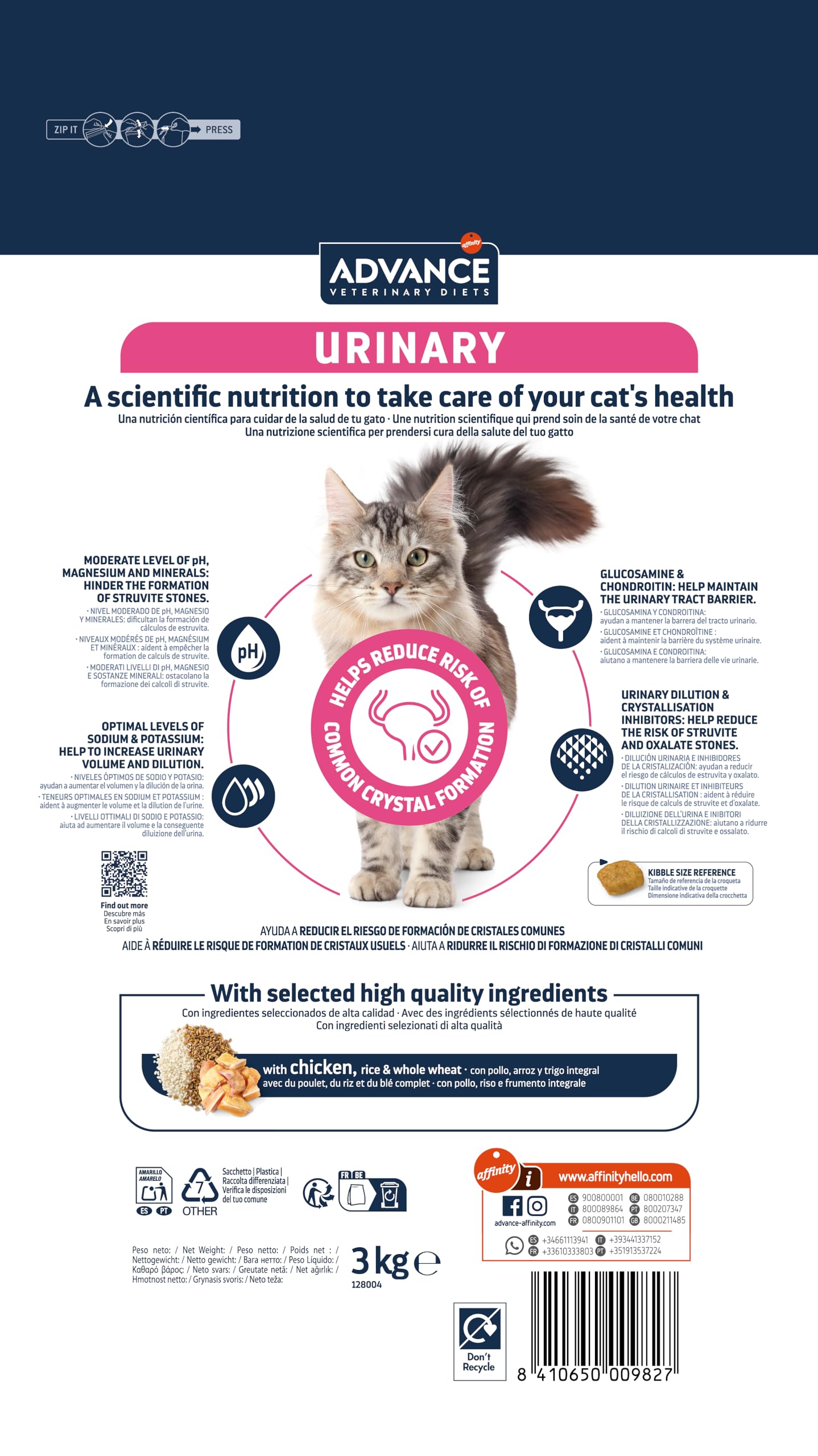 Advance Veterinary Diets Urinary - Croquettes pour Chats pour la Protection de l'appareil urinaire - 3kg