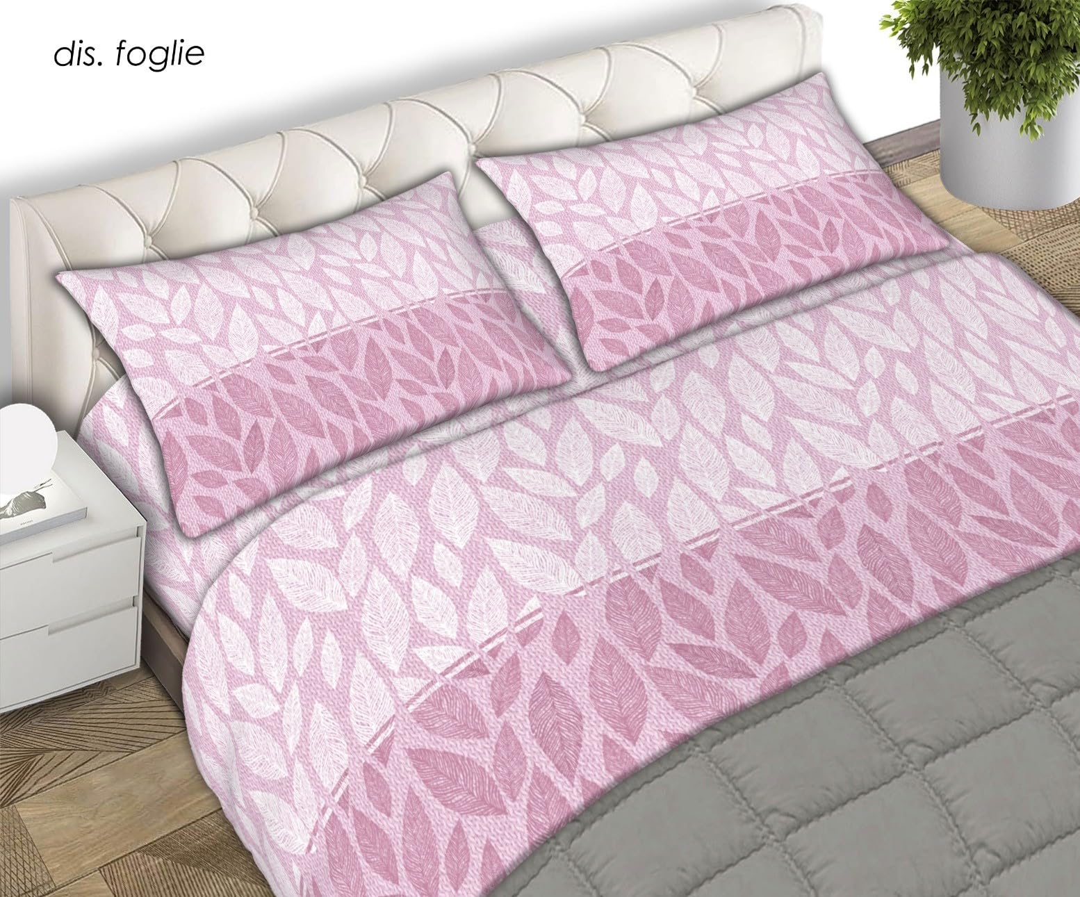 L'Emporio Casa Set Lenzuola in Flanella, Cotone Italiano 100% Pettinato, Anti-Pilling Varie Misure (Fooda Rosa, Matrimoniale)