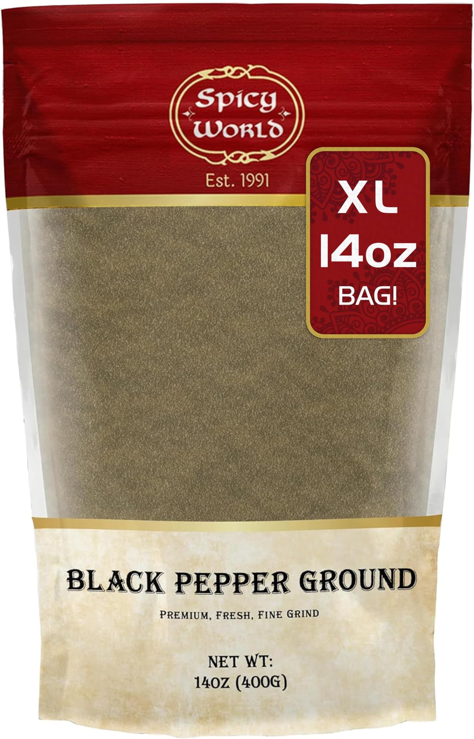 Ground Black Pepper Fine Grind Pure 14 Ounce (400g) -