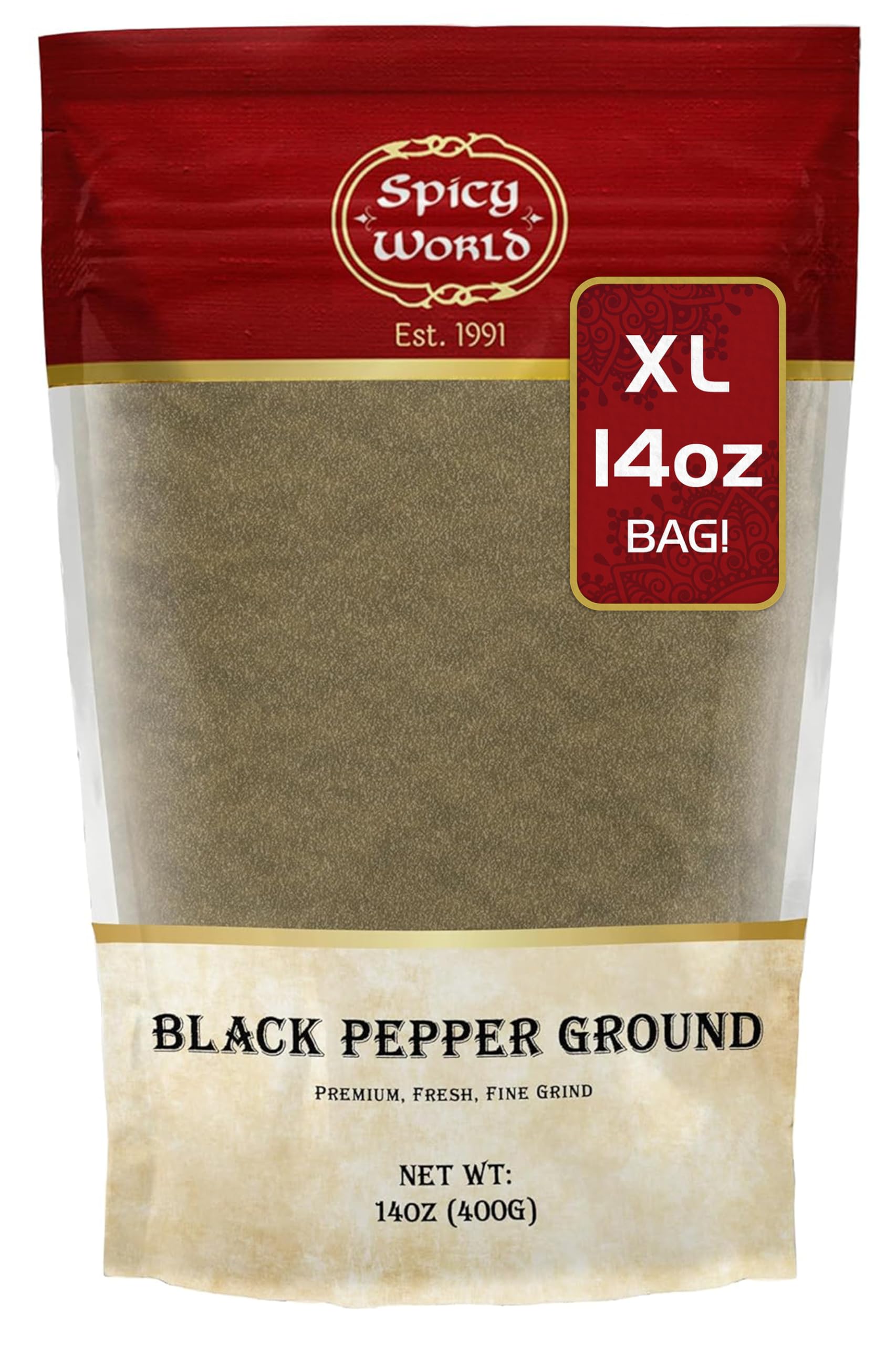 Ground Black Pepper Fine Grind Pure 14 Ounce (400g) -