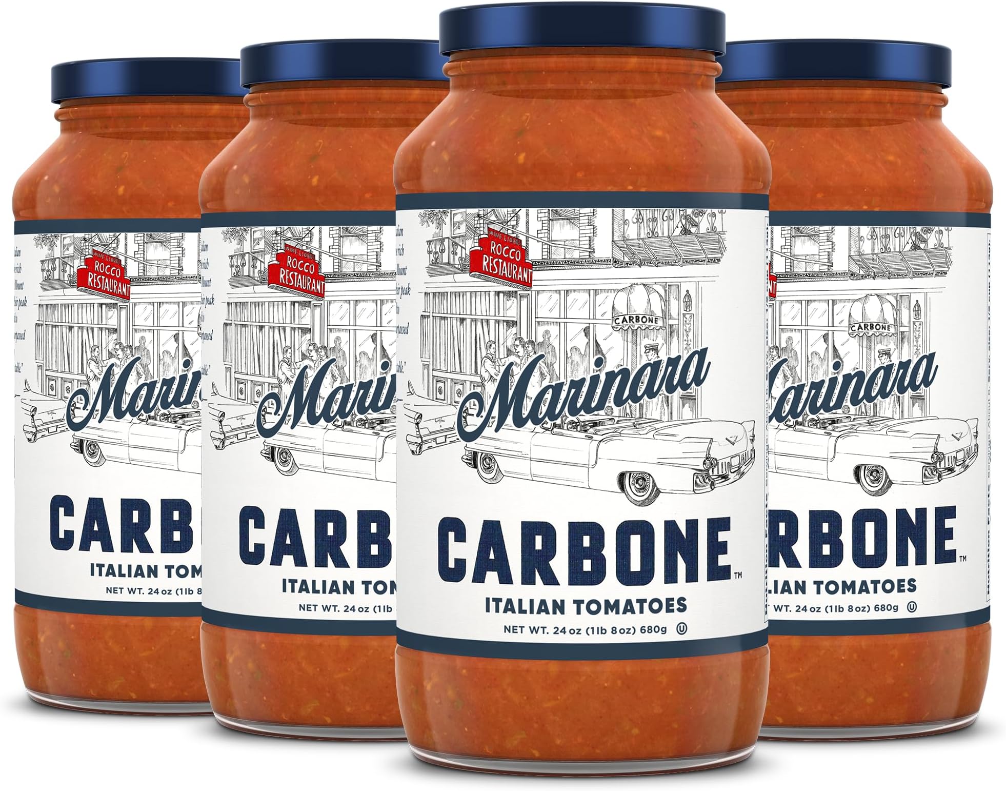 Carbone Marinara Pasta Sauce | Tomato Sauce Made with Fresh & All-Natural Ingredients | Non GMO, Vegan, Gluten Free, Low Carb Pasta Sauce, 24 Fl Oz (Pack of 4)