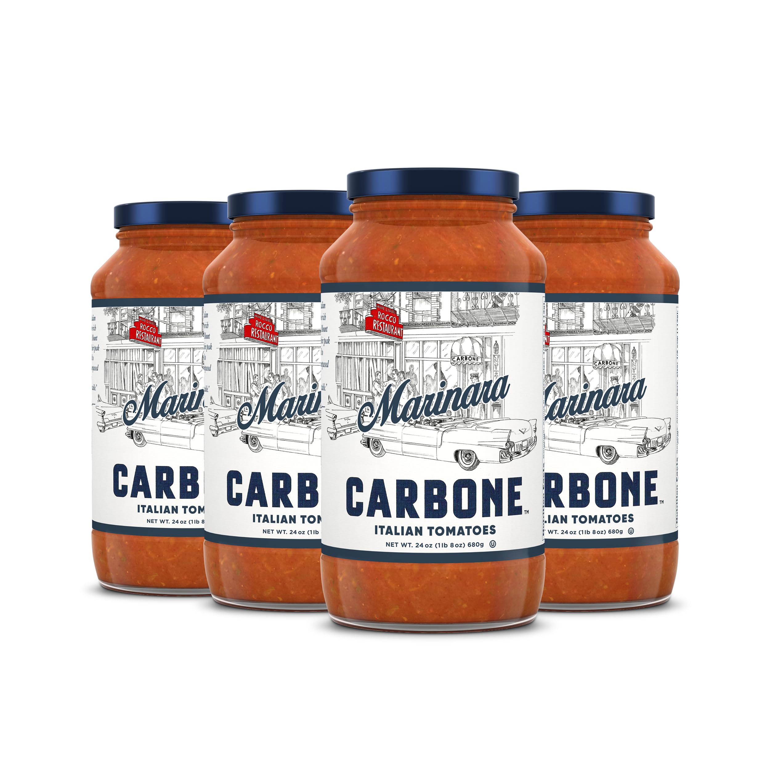 Carbone Marinara Pasta Sauce | Tomato Sauce Made with Fresh & All-Natural Ingredients | Non GMO, Vegan, Gluten Free, Low Carb Pasta Sauce, 24 Fl Oz (Pack of 4)