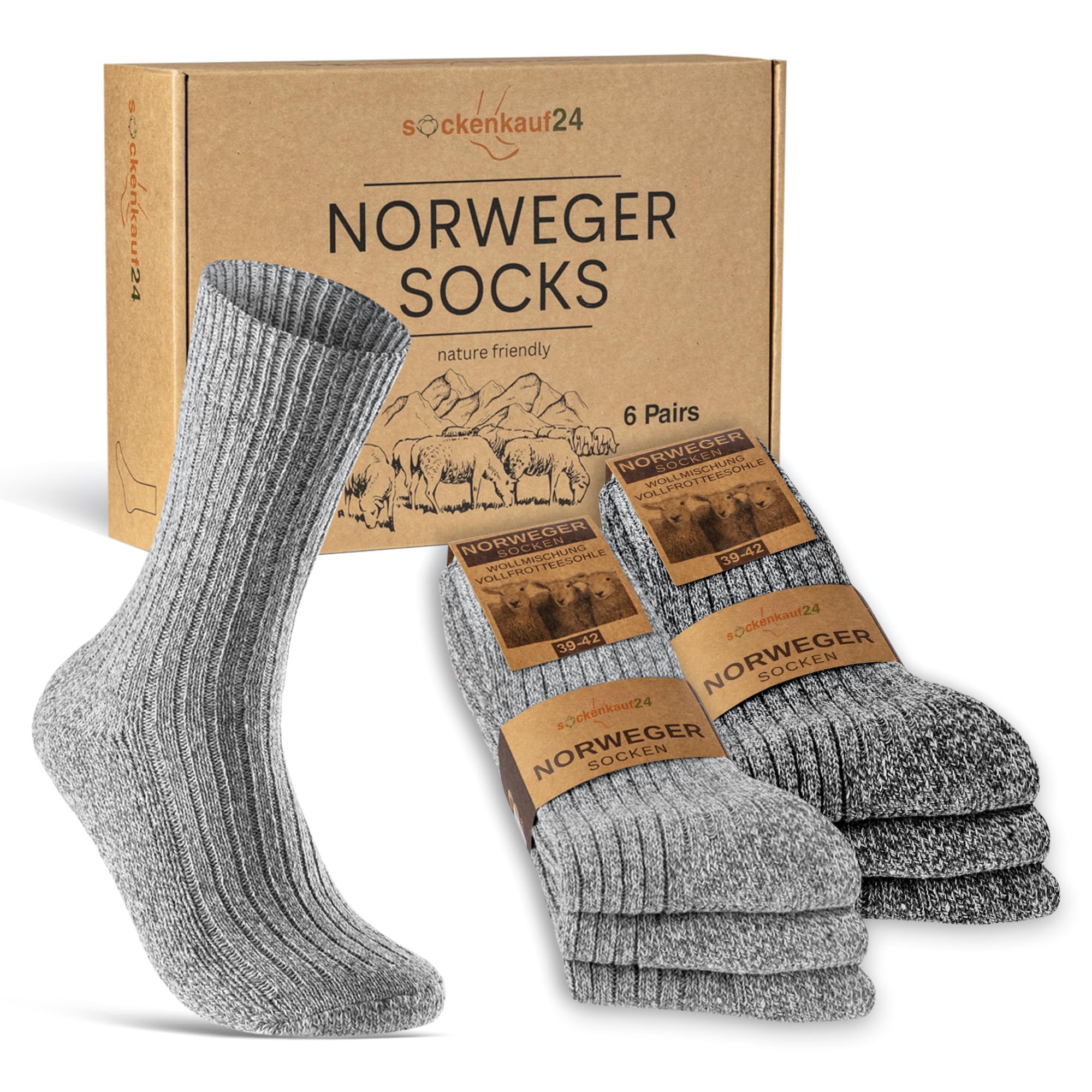 6 Pairs Norwegian Socks Men Women Winter Socks Warm Wool Socks