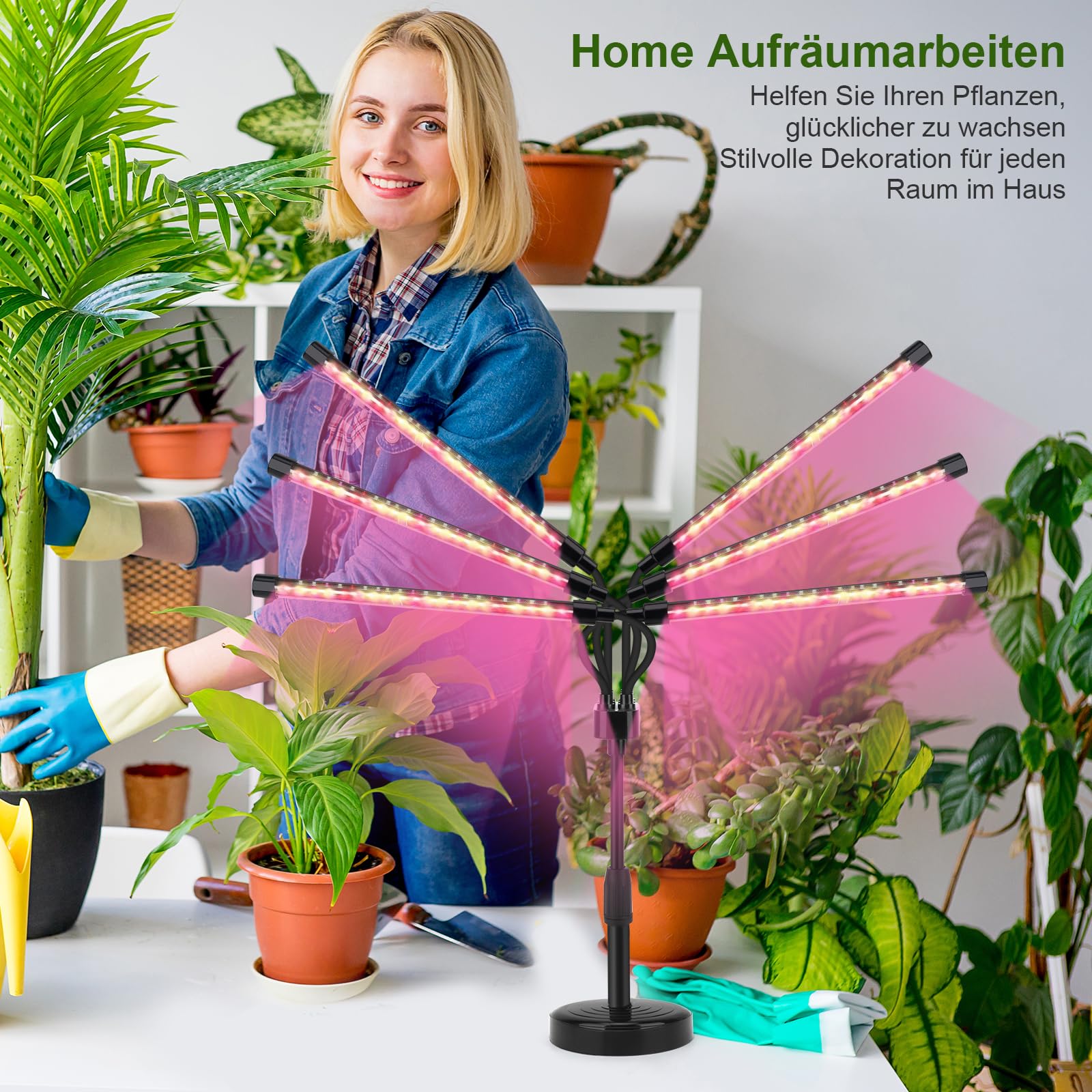 LED Pflanzenlampe Vollspektrum 20W für Zimmerpflanzen –108 LEDs Pflanzenlicht für Gemüse, Kräuter & Blumen, 6 Köpfe Wachstumslampe Ideal für Anzucht & Blüte