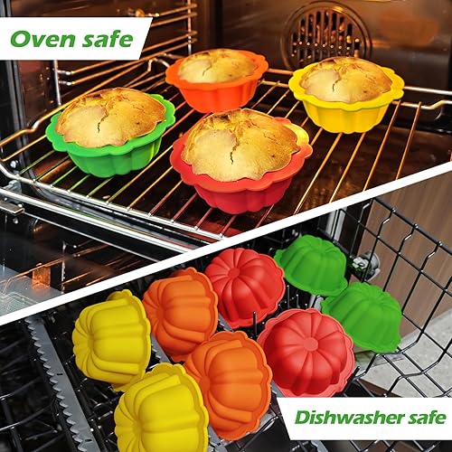 Miniatura 6 de Webake Juego de 8 moldes de silicona de 4 pulgadas, antiadherentes, sin BPA, para hornear, magdalenas, cupcakes