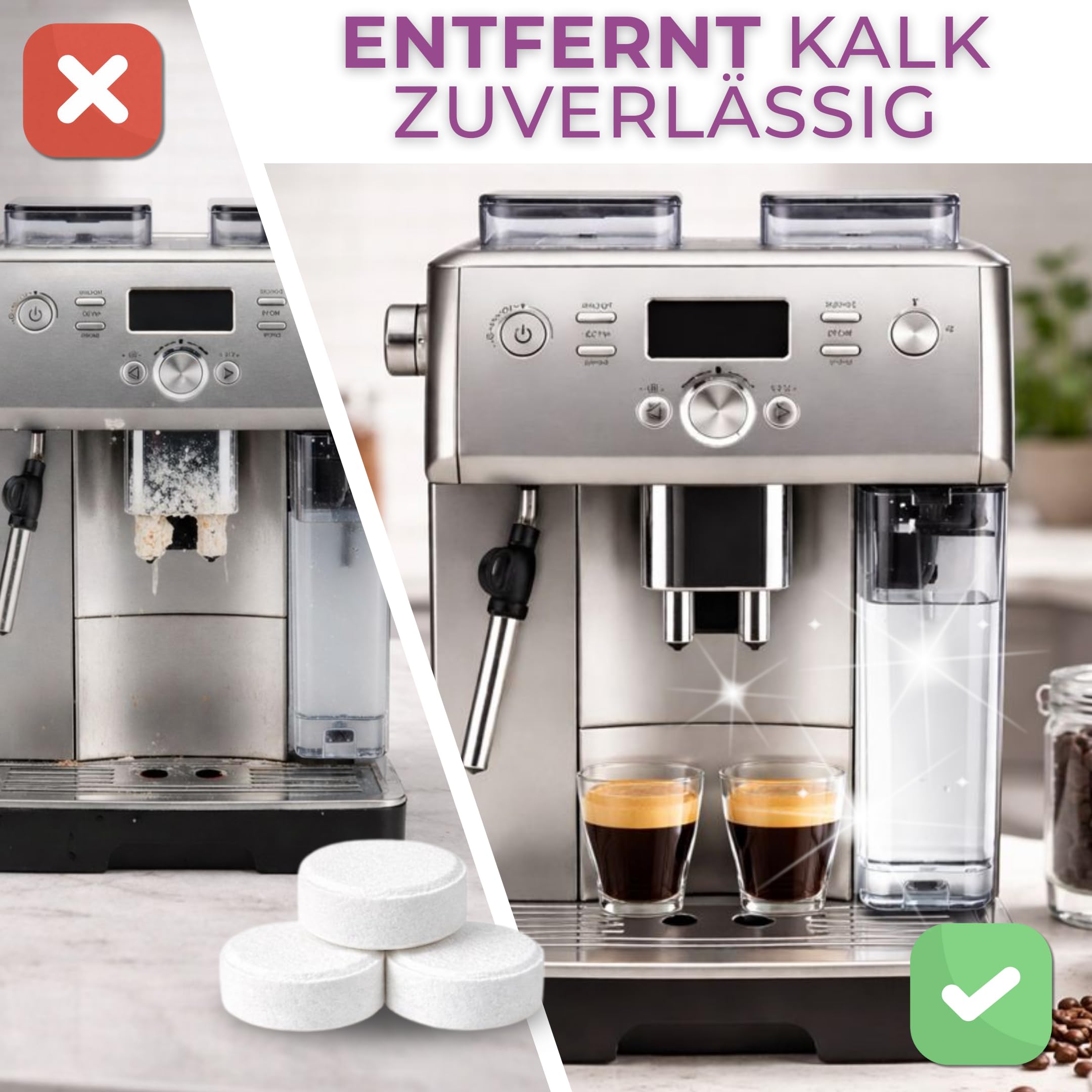 Pastillas descalcificadoras para máquinas de café, fabricadas en Alemania, para cafeteras automáticas Jura, Siemens, Delonghi, Krups, Melitta, etc. | Limpieza y descalcificación (120