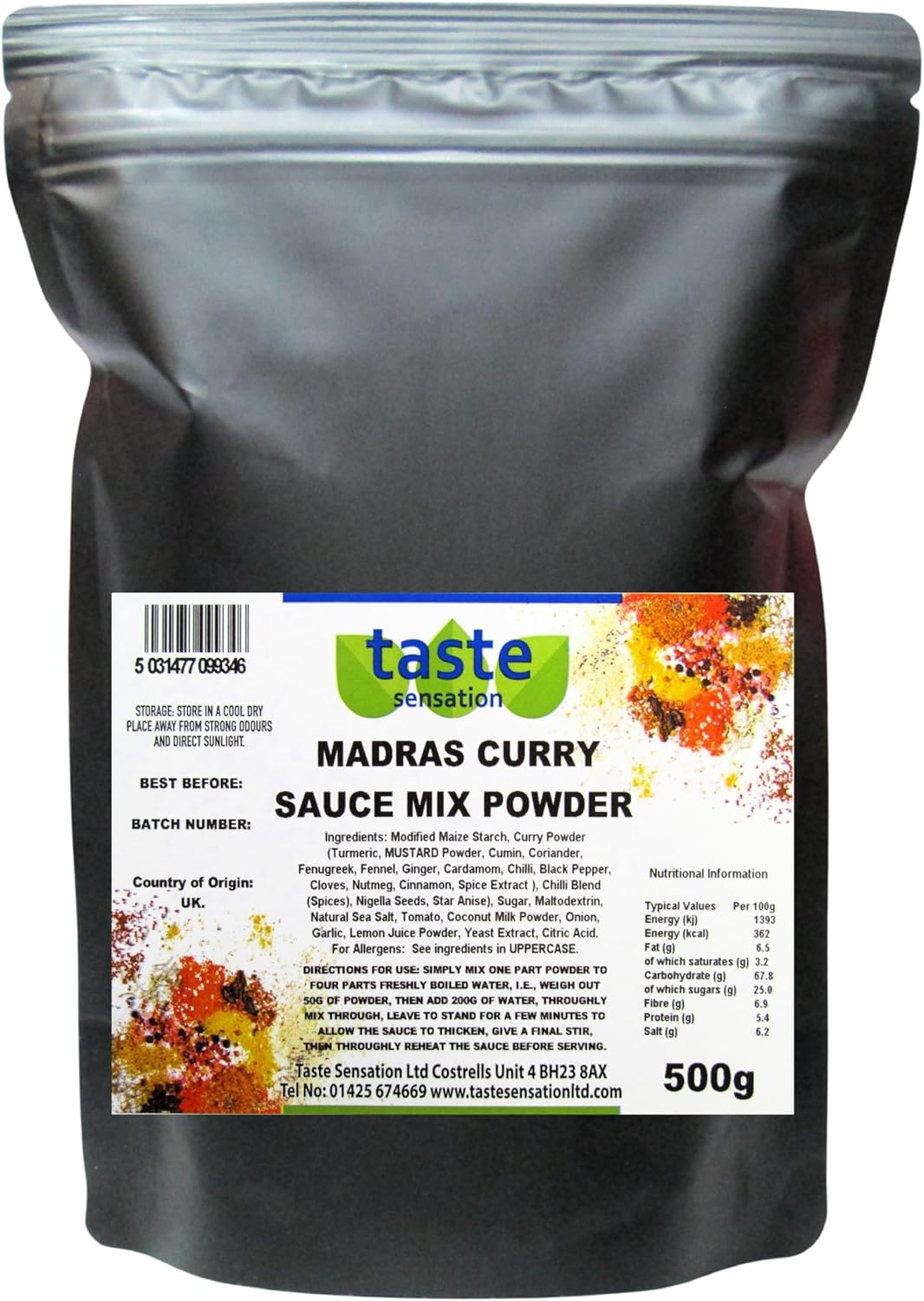 Madras Curry Sauce Mix Powder (500g) Resealable Pouch Amazon.co.uk